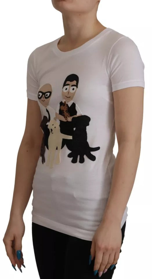 T-shirt en coton blanc Dolce &amp; Gabbana avec patch #DGFamily