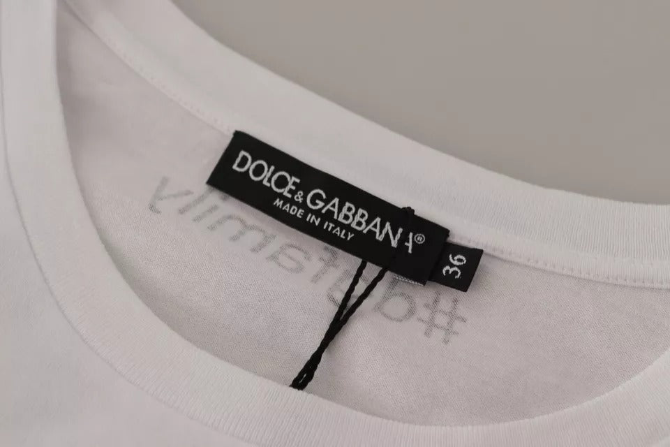 T-shirt en coton blanc Dolce &amp; Gabbana avec patch #DGFamily