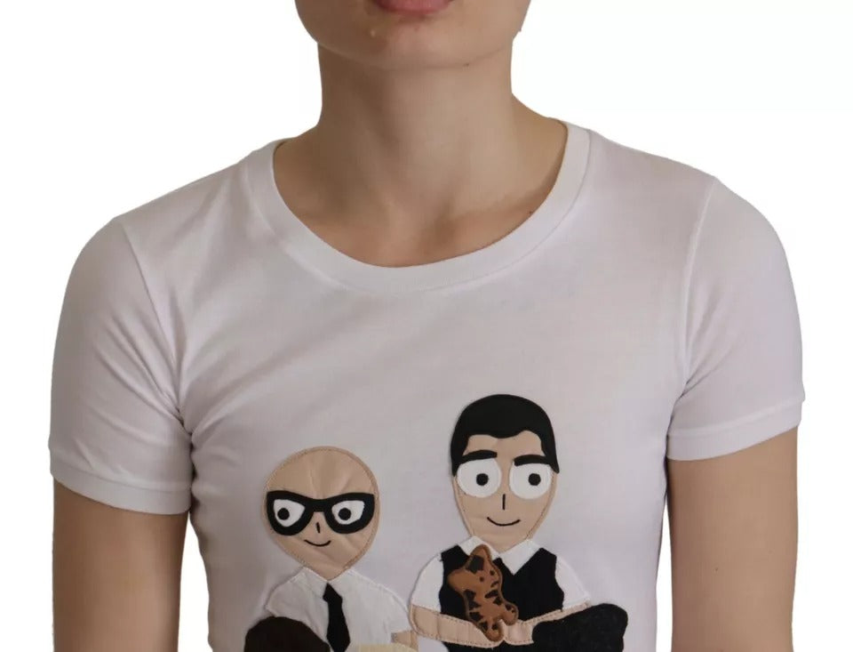 T-shirt en coton blanc Dolce &amp; Gabbana avec patch #DGFamily