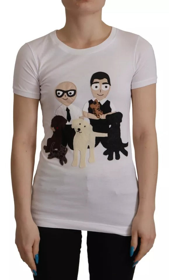 T-shirt en coton blanc Dolce &amp; Gabbana avec patch #DGFamily