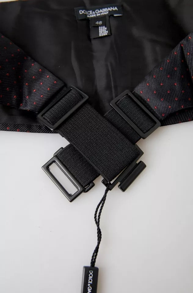 Ceinture de smoking à pois en soie noire Dolce &amp; Gabbana
