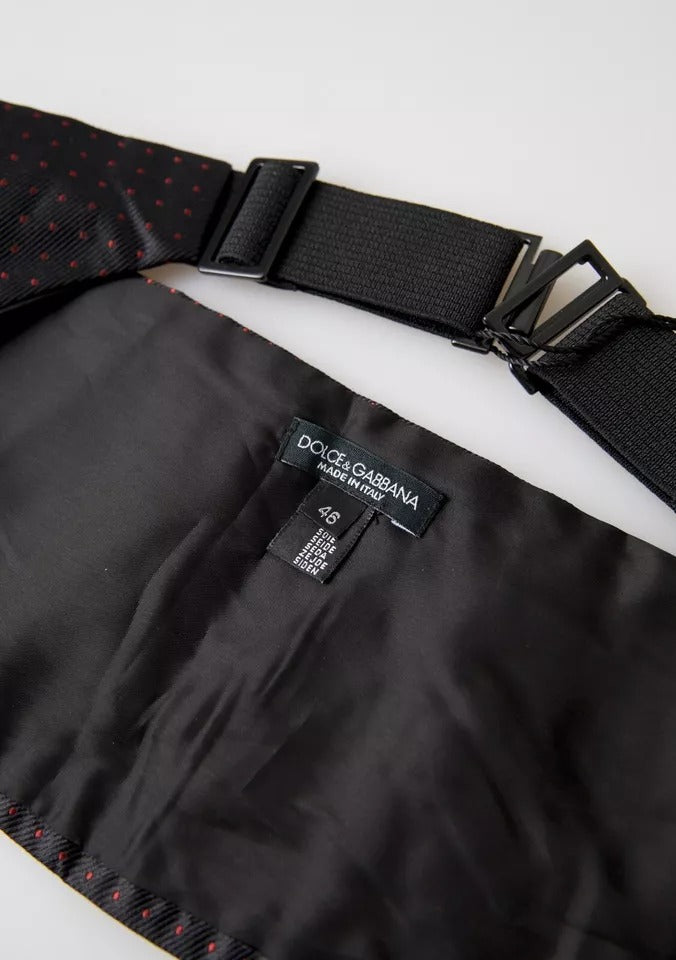 Ceinture de smoking à pois en soie noire Dolce &amp; Gabbana