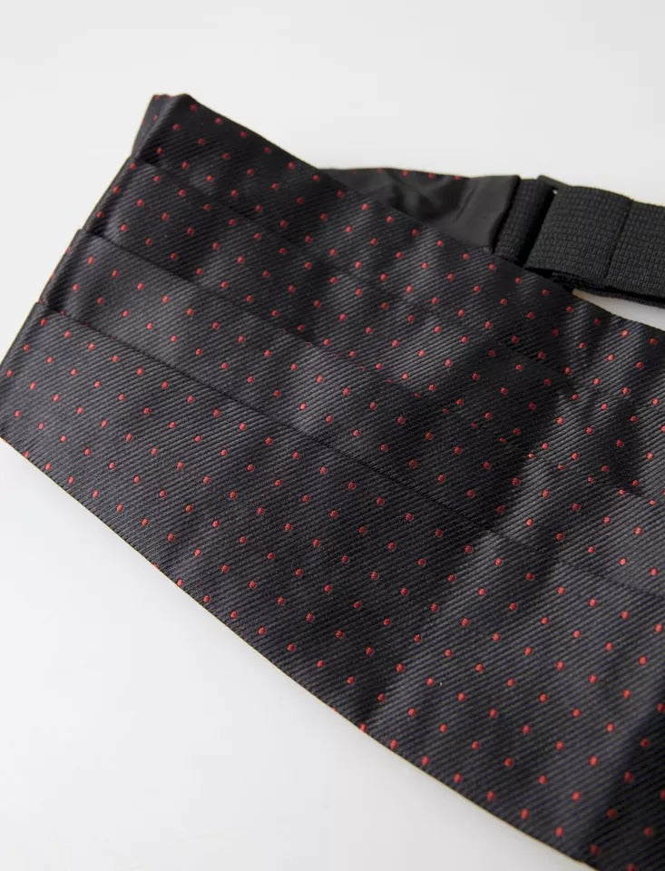 Dolce &amp; Gabbana – Kummerbund aus schwarzer Seide mit gepunkteter Taille und Smokinggürtel