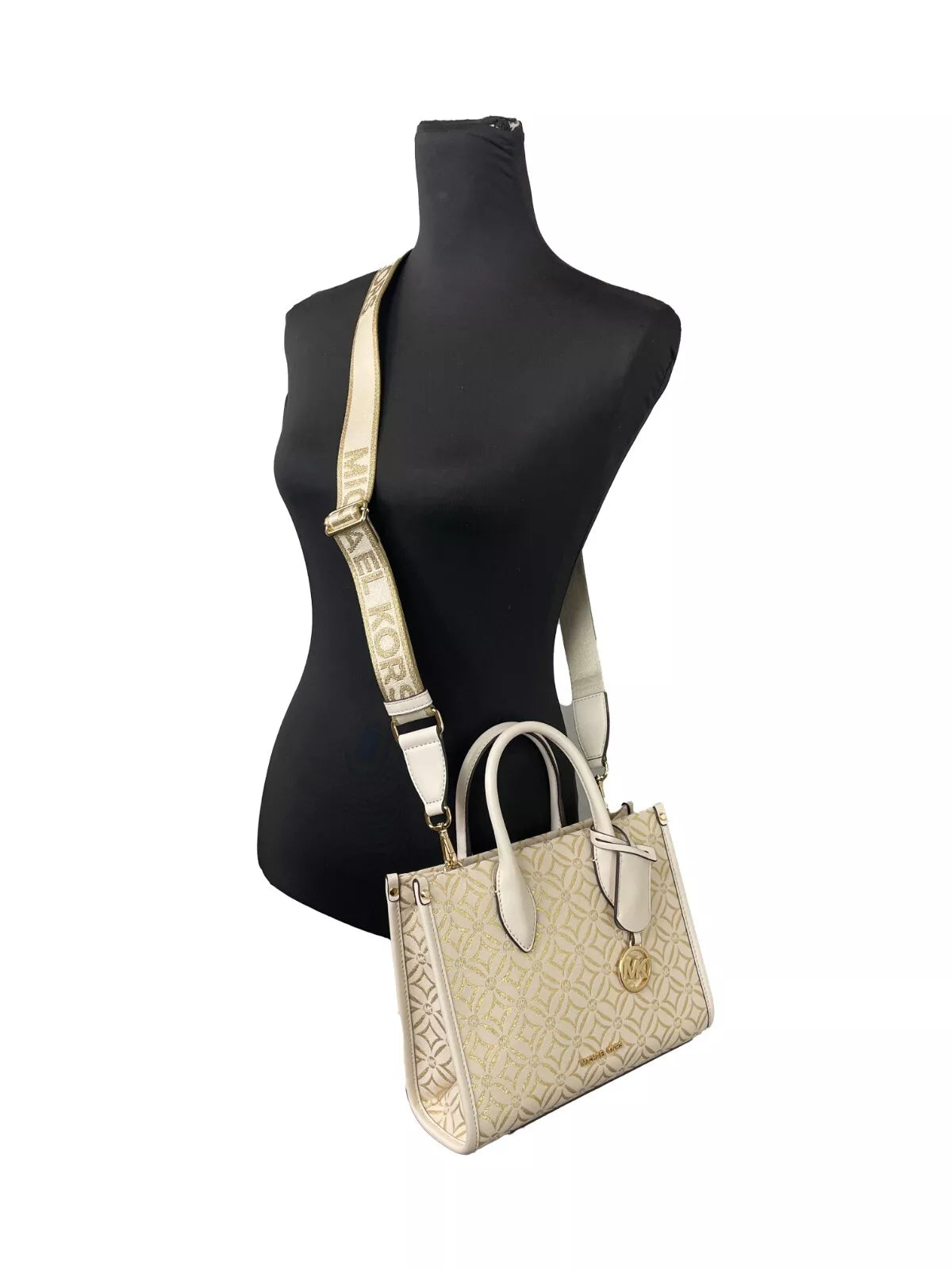 Michael Kors Mirella Kleine Umhängetasche mit Reißverschluss oben in Creme