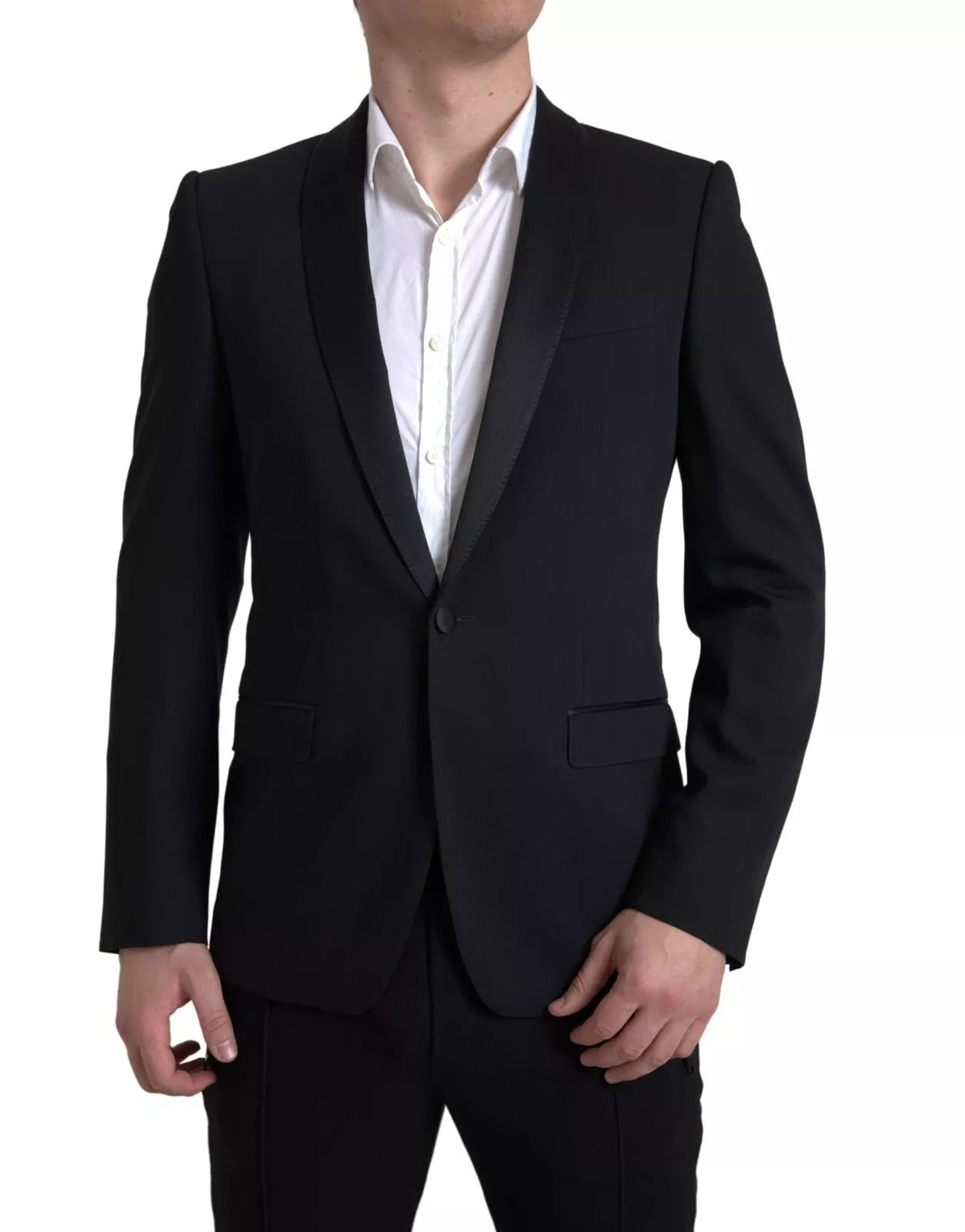Blazer MARTINI à simple boutonnage en laine noire Dolce &amp; Gabbana