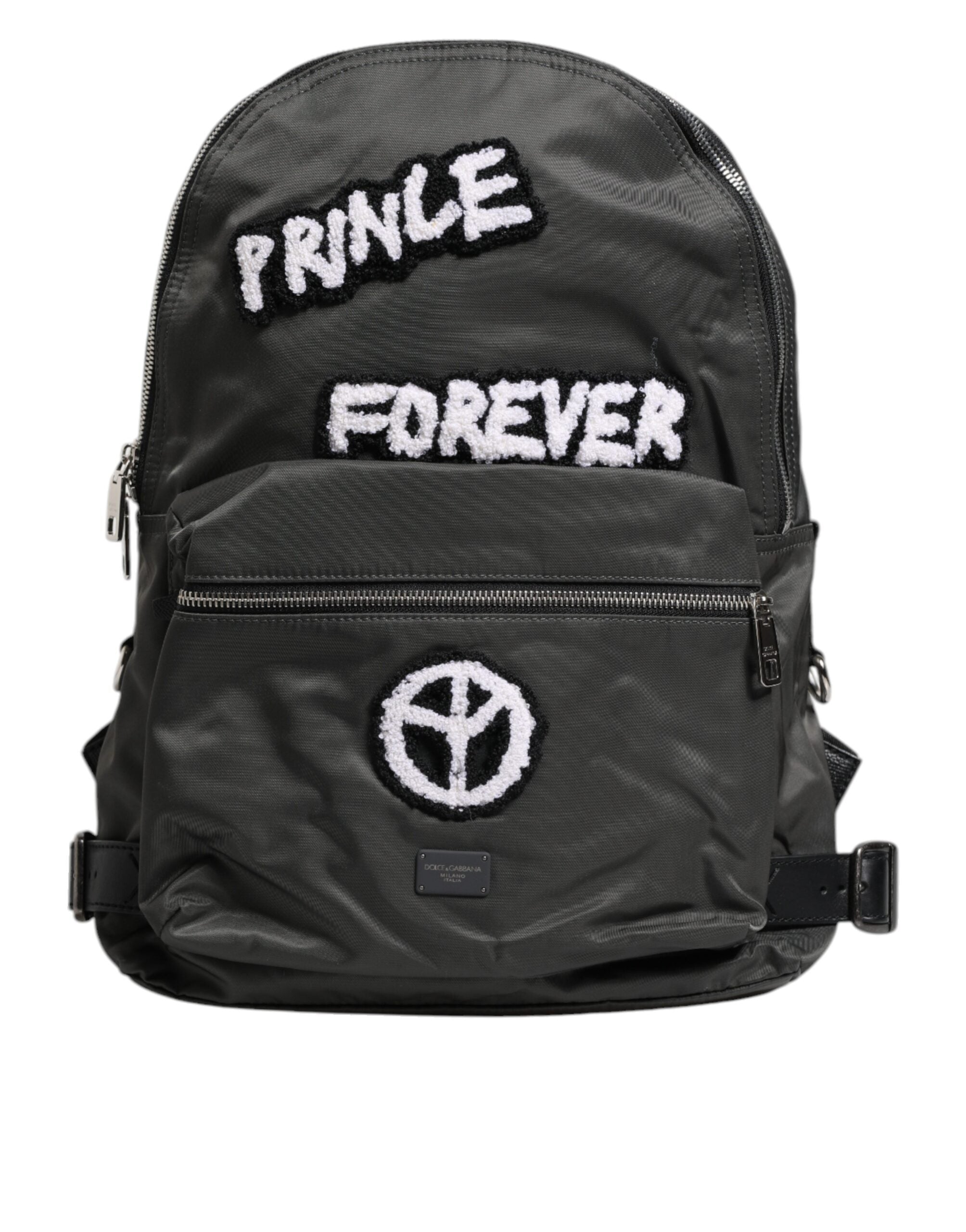 Sac à dos de voyage scolaire Prince Forever en nylon gris Dolce &amp; Gabbana