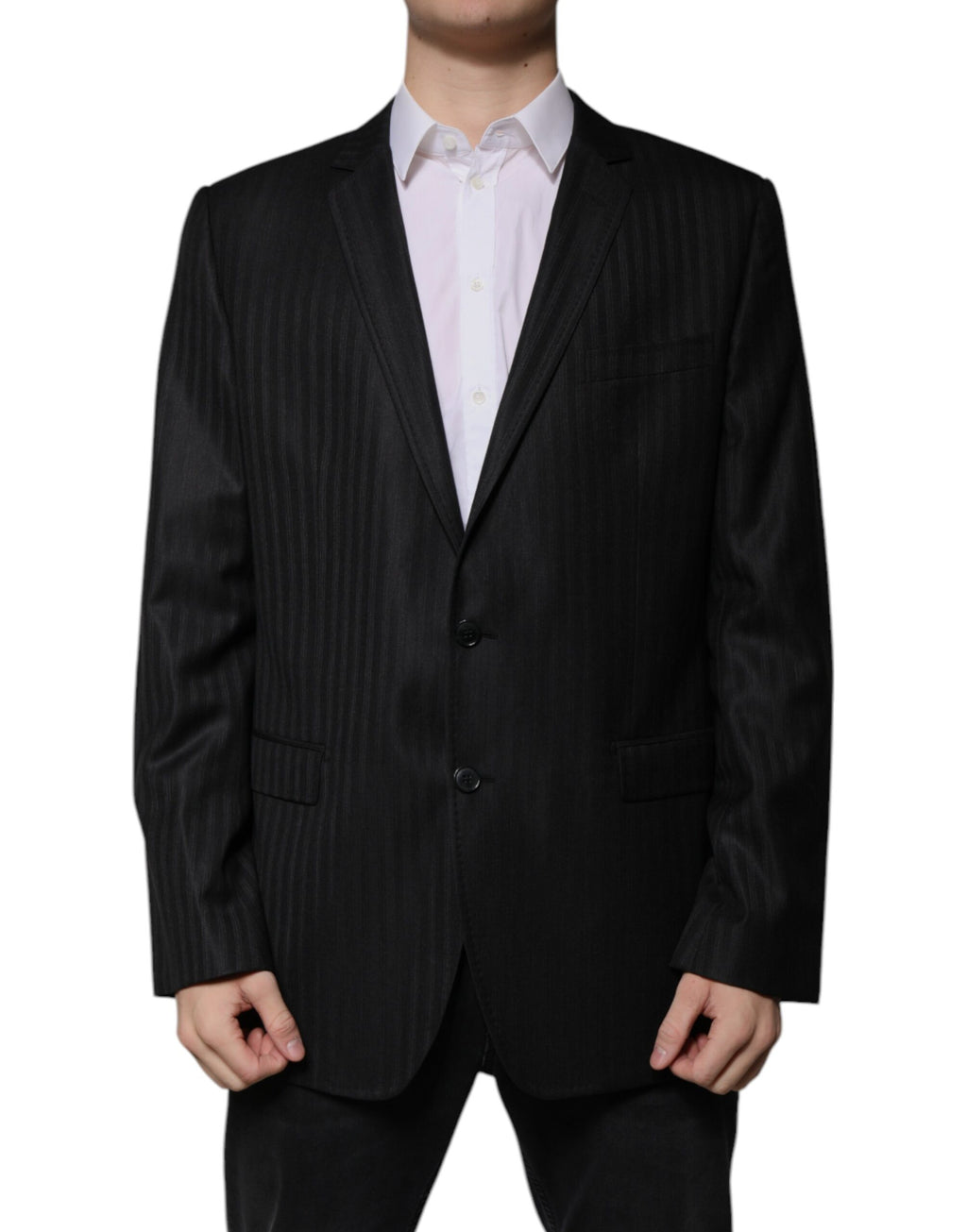 Blazer simple boutonnage en laine à rayures noires Dolce &amp; Gabbana
