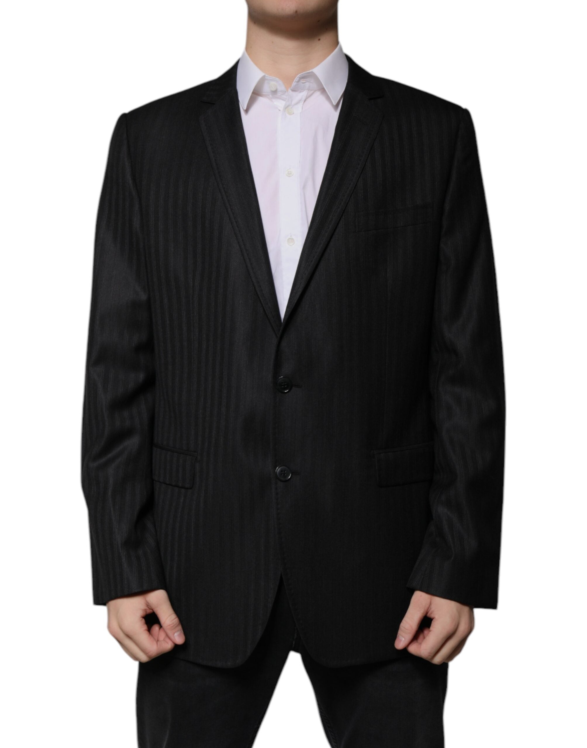 Blazer simple boutonnage en laine à rayures noires Dolce &amp; Gabbana