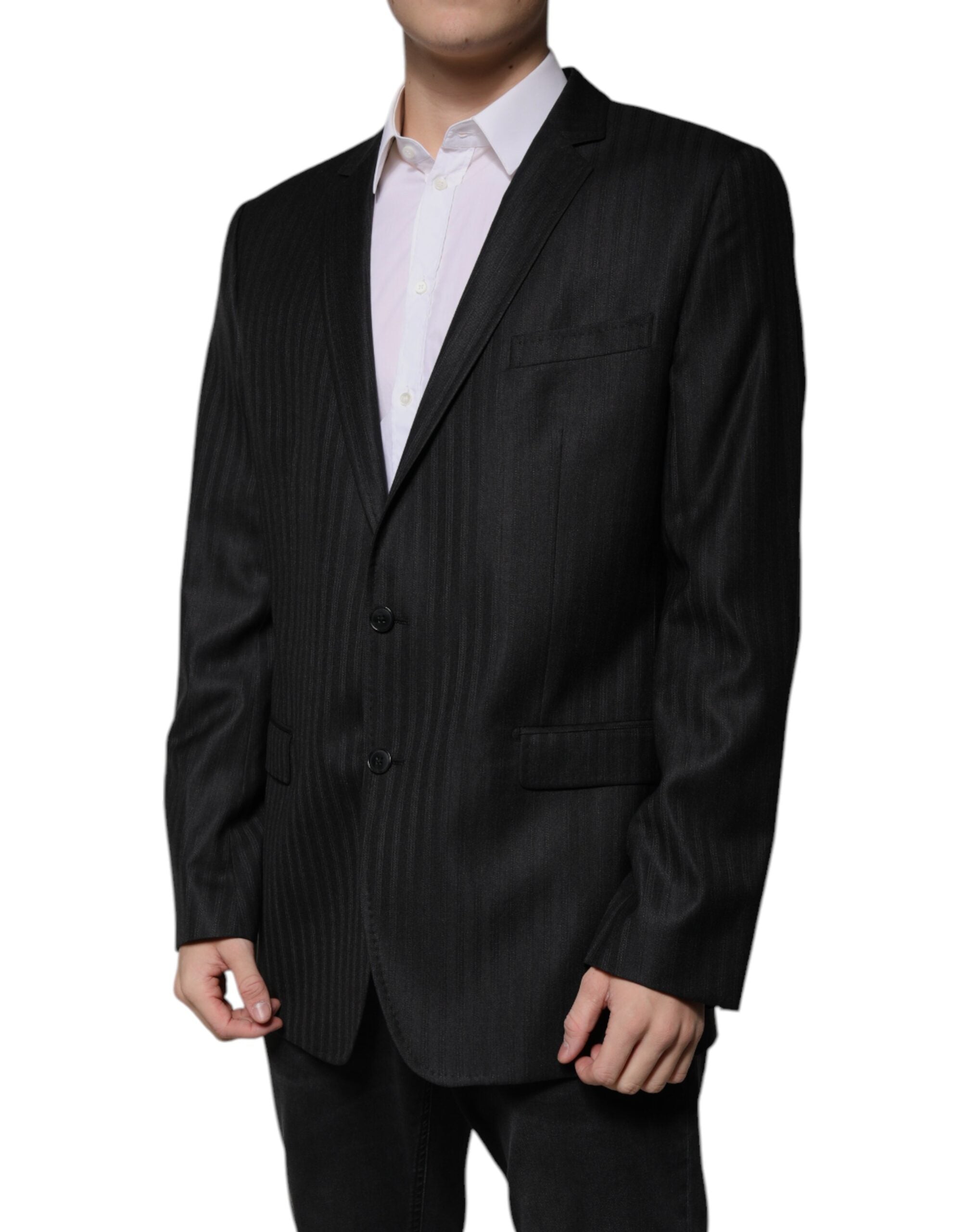 Blazer simple boutonnage en laine à rayures noires Dolce &amp; Gabbana