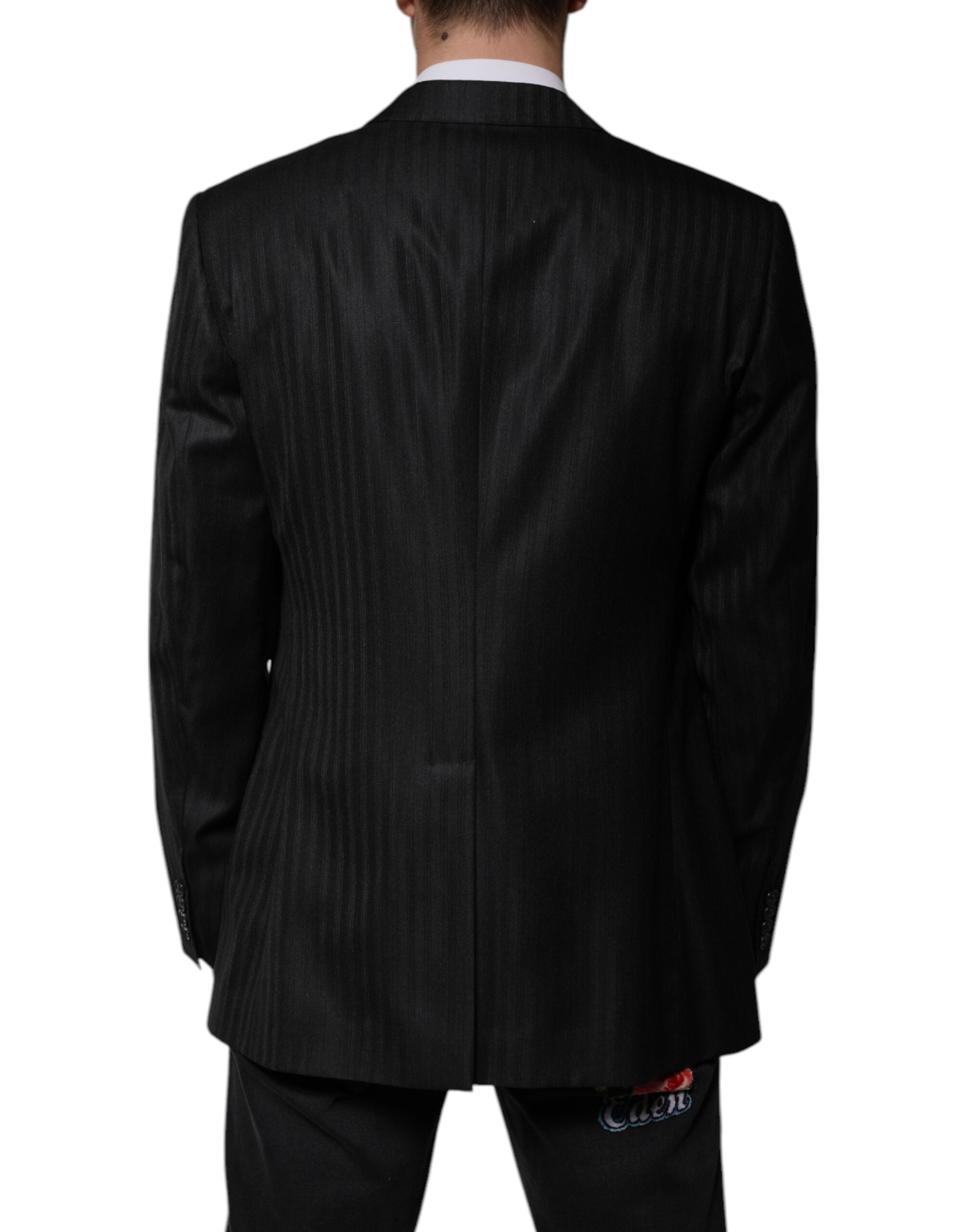 Blazer simple boutonnage en laine à rayures noires Dolce &amp; Gabbana