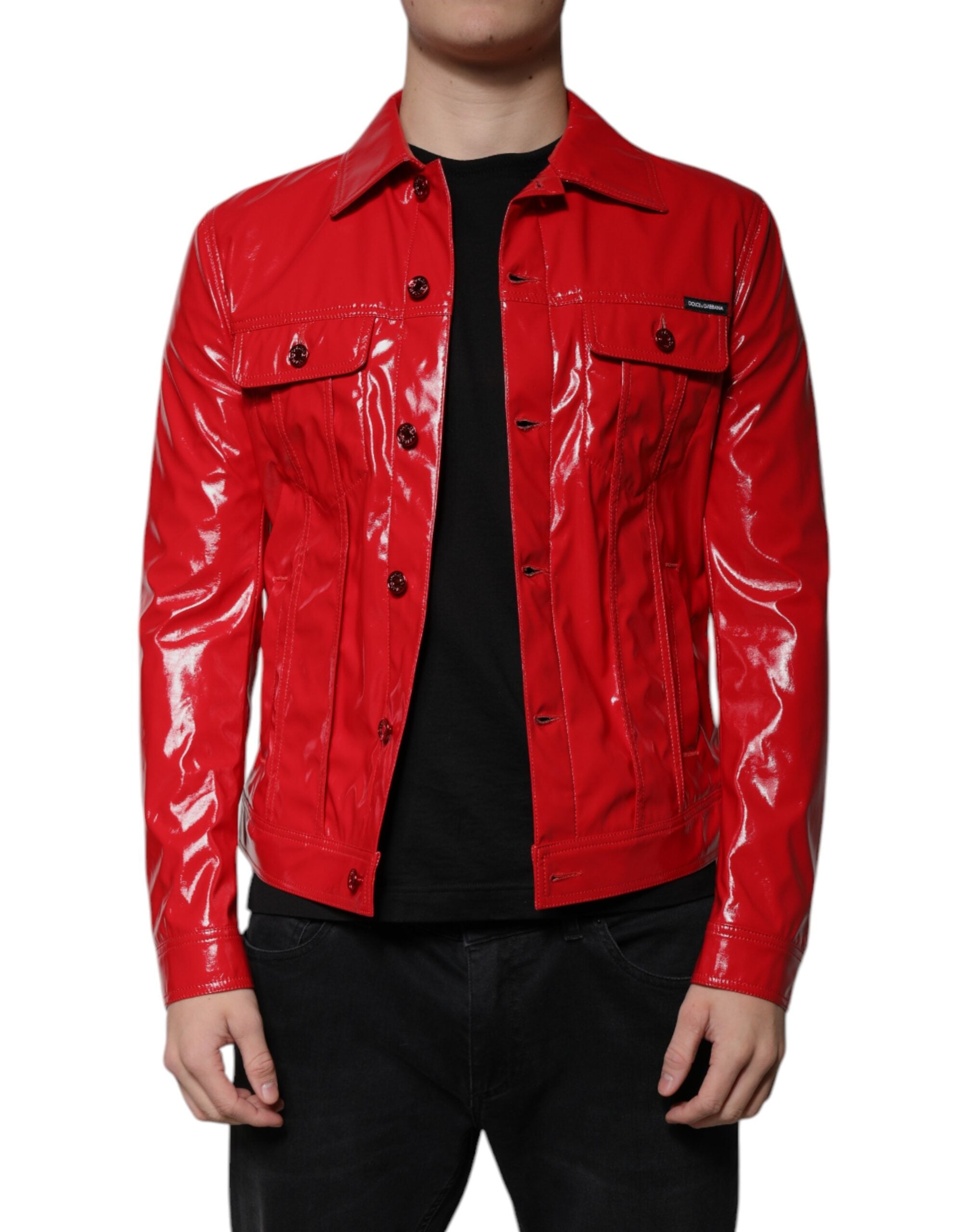 Veste à col boutonné en polyester rouge Dolce &amp; Gabbana