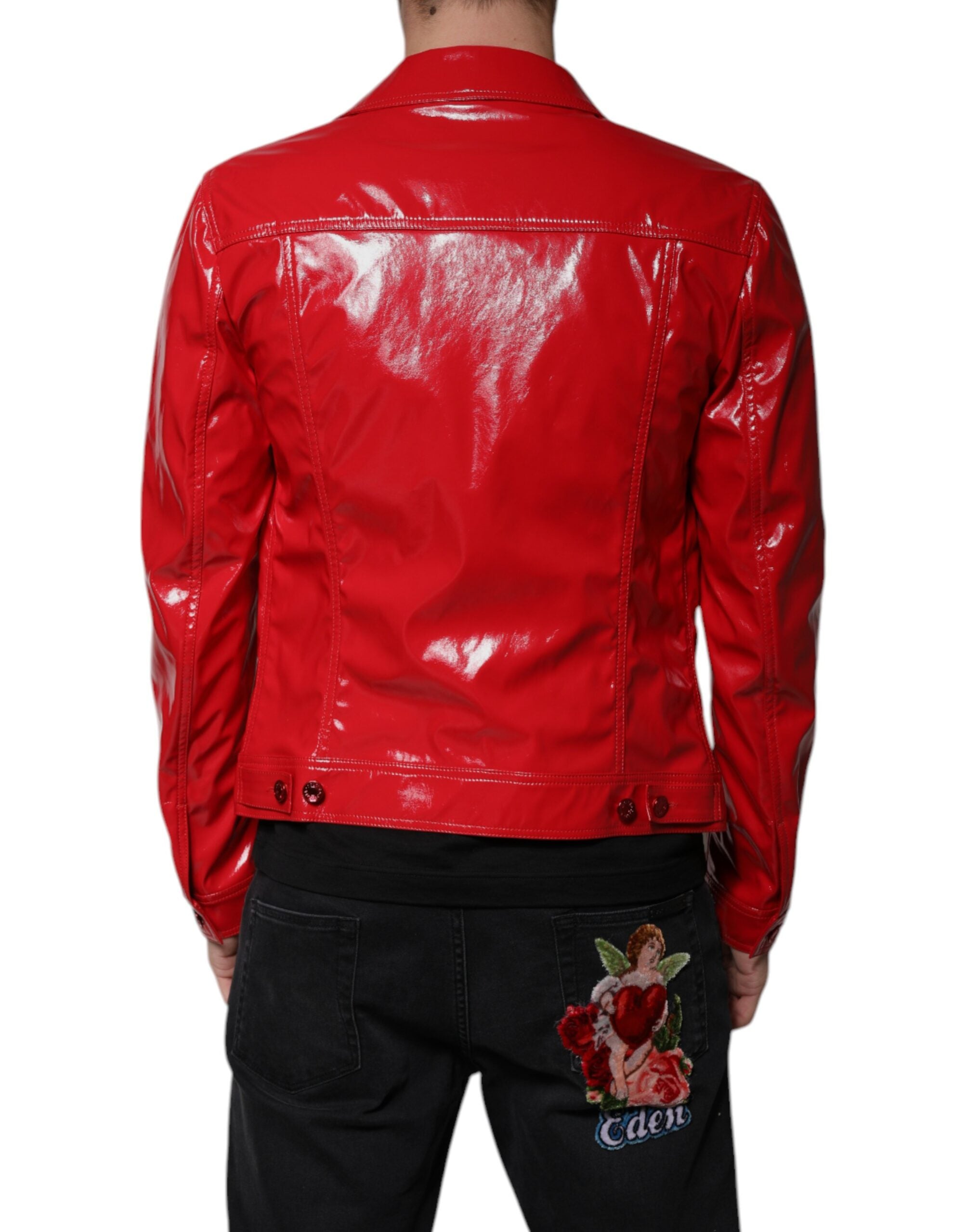 Veste à col boutonné en polyester rouge Dolce &amp; Gabbana
