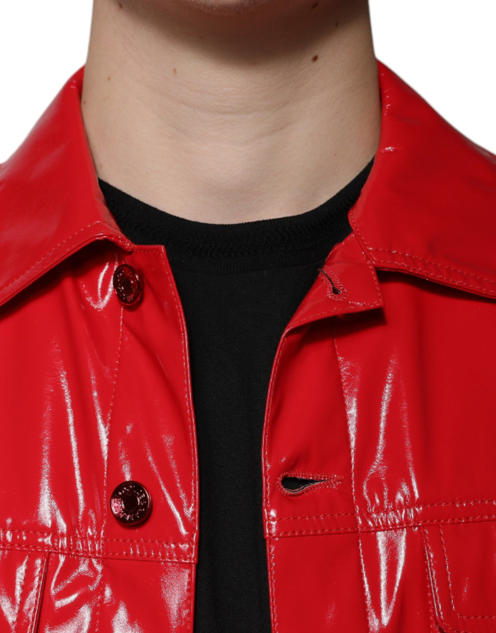 Veste à col boutonné en polyester rouge Dolce &amp; Gabbana
