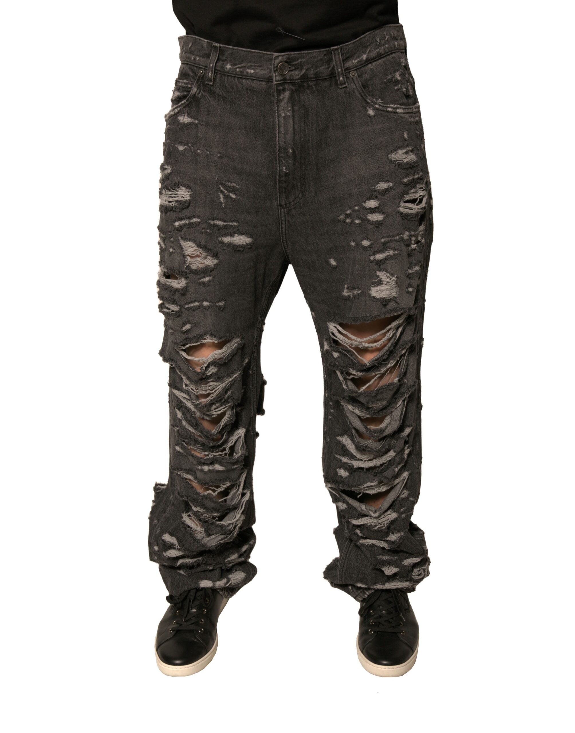 Jean droit en coton gris délavé Dolce &amp; Gabbana pour homme