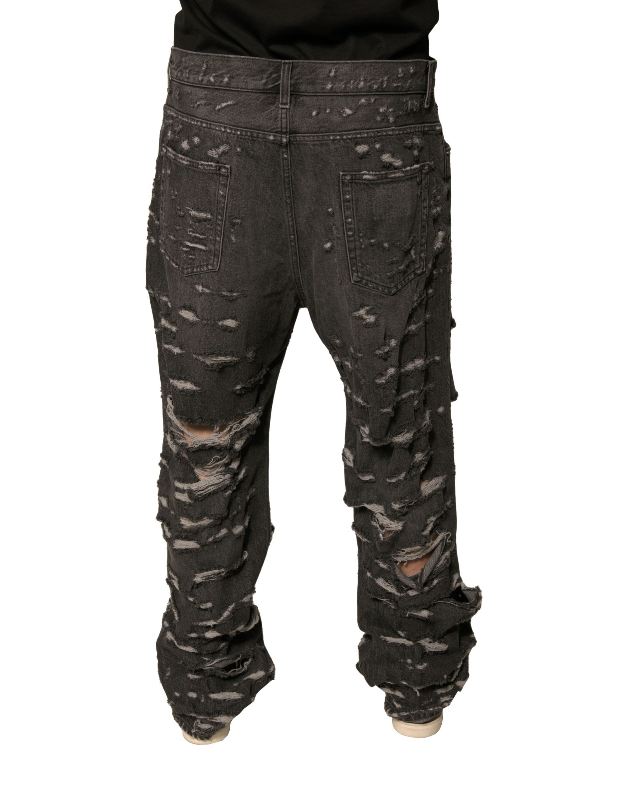 Jean droit en coton gris délavé Dolce &amp; Gabbana pour homme