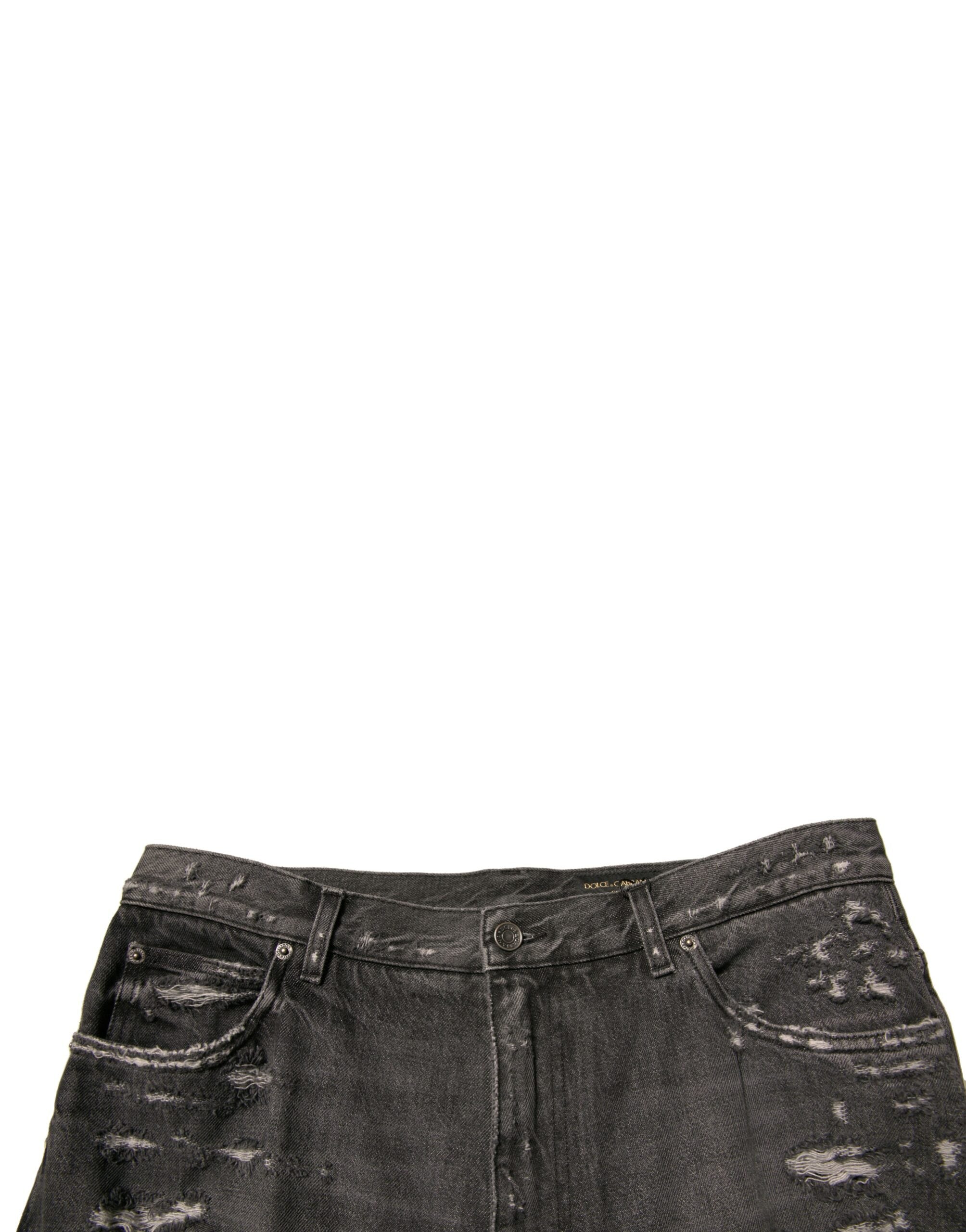 Jean droit en coton gris délavé Dolce &amp; Gabbana pour homme