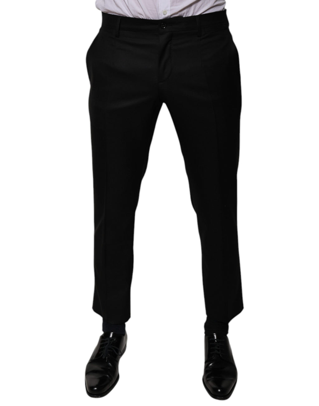 Pantalon habillé fuselé en laine noire Dolce &amp; Gabbana