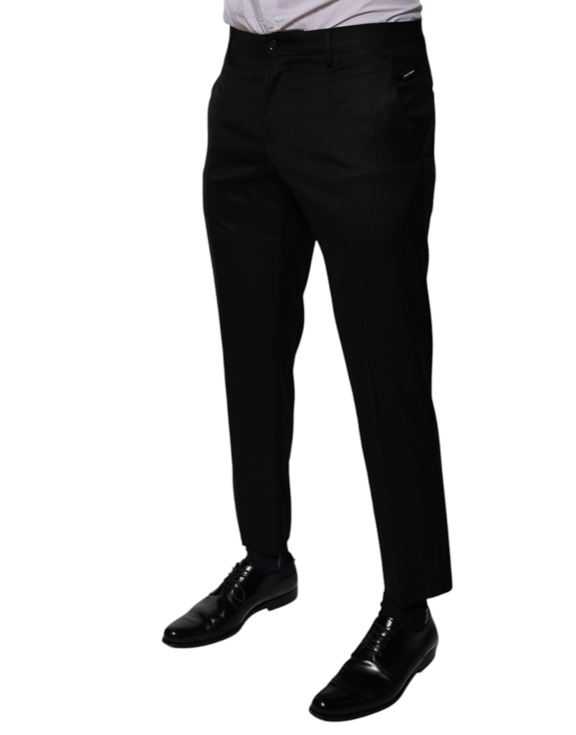 Pantalon habillé fuselé en laine noire Dolce &amp; Gabbana