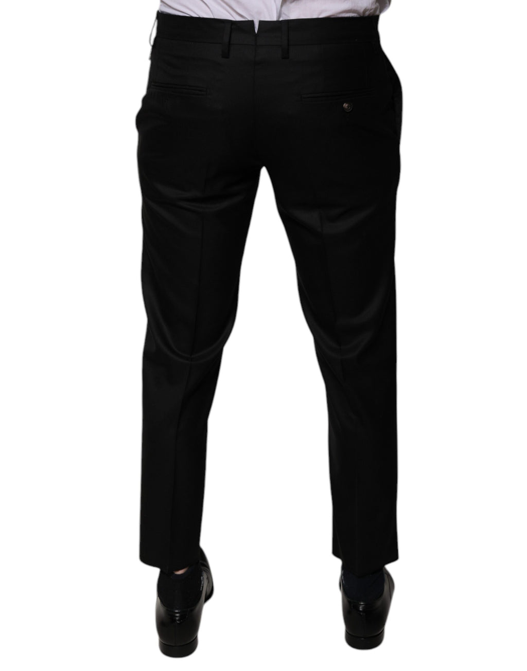 Pantalon habillé fuselé en laine noire Dolce &amp; Gabbana