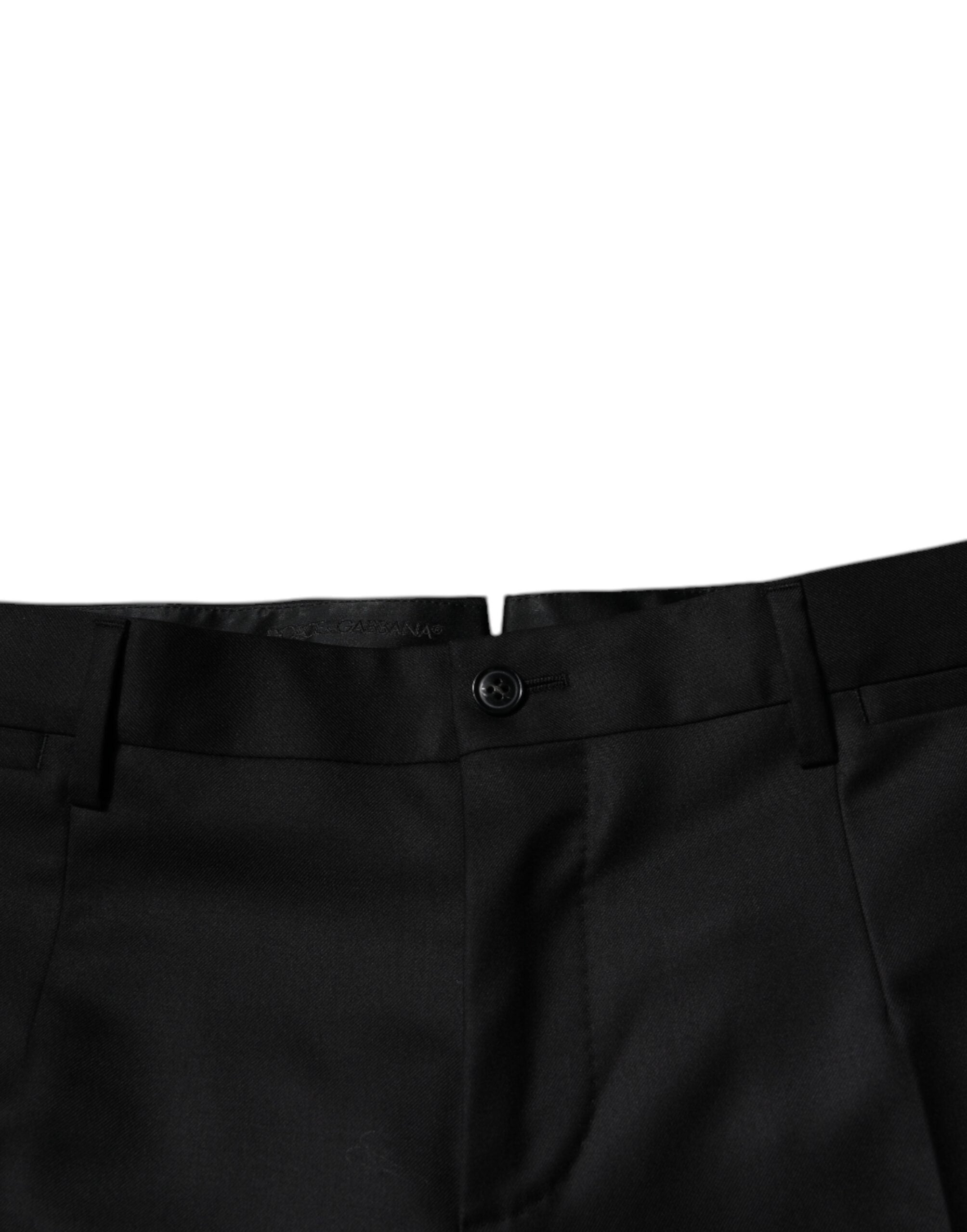 Pantalon habillé fuselé en laine noire Dolce &amp; Gabbana