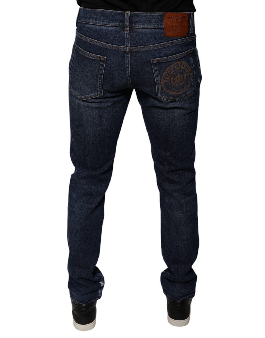 Jean skinny en coton bleu foncé avec logo Dolce &amp; Gabbana