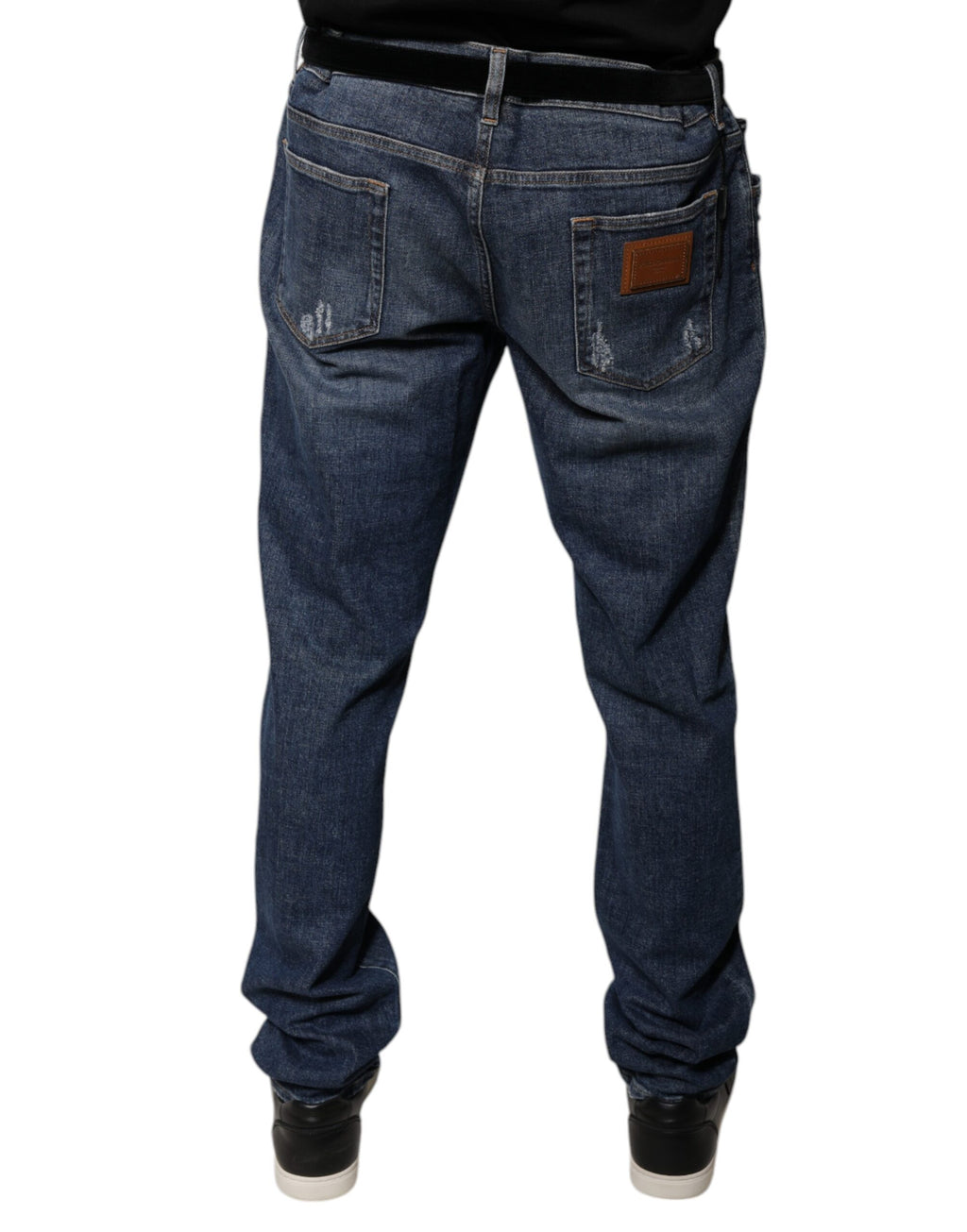 Jean skinny en coton bleu foncé avec logo Dolce &amp; Gabbana