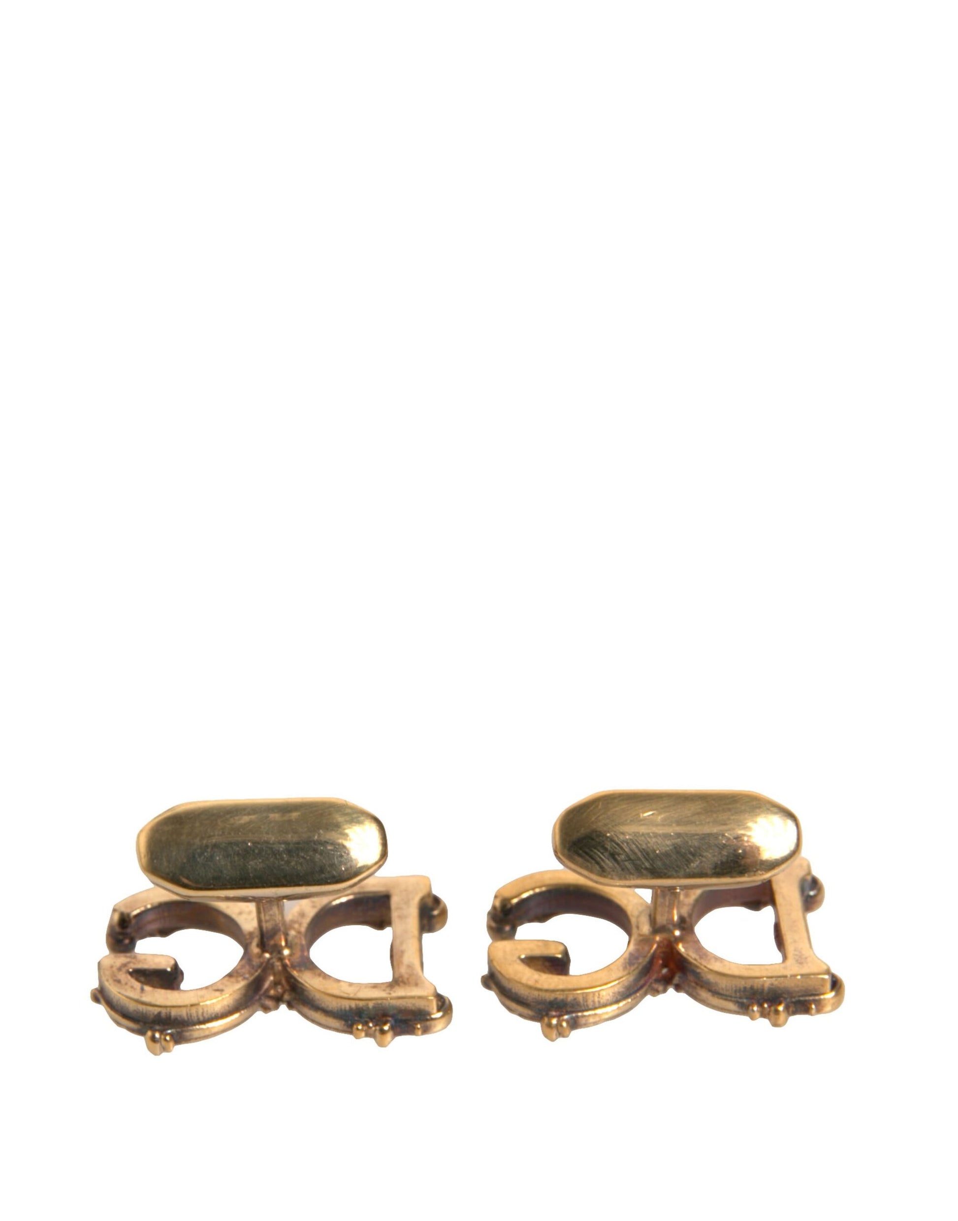 Dolce &amp; Gabbana Manschettenknopf aus 925er Sterlingsilber mit DG-Logo, goldfarben