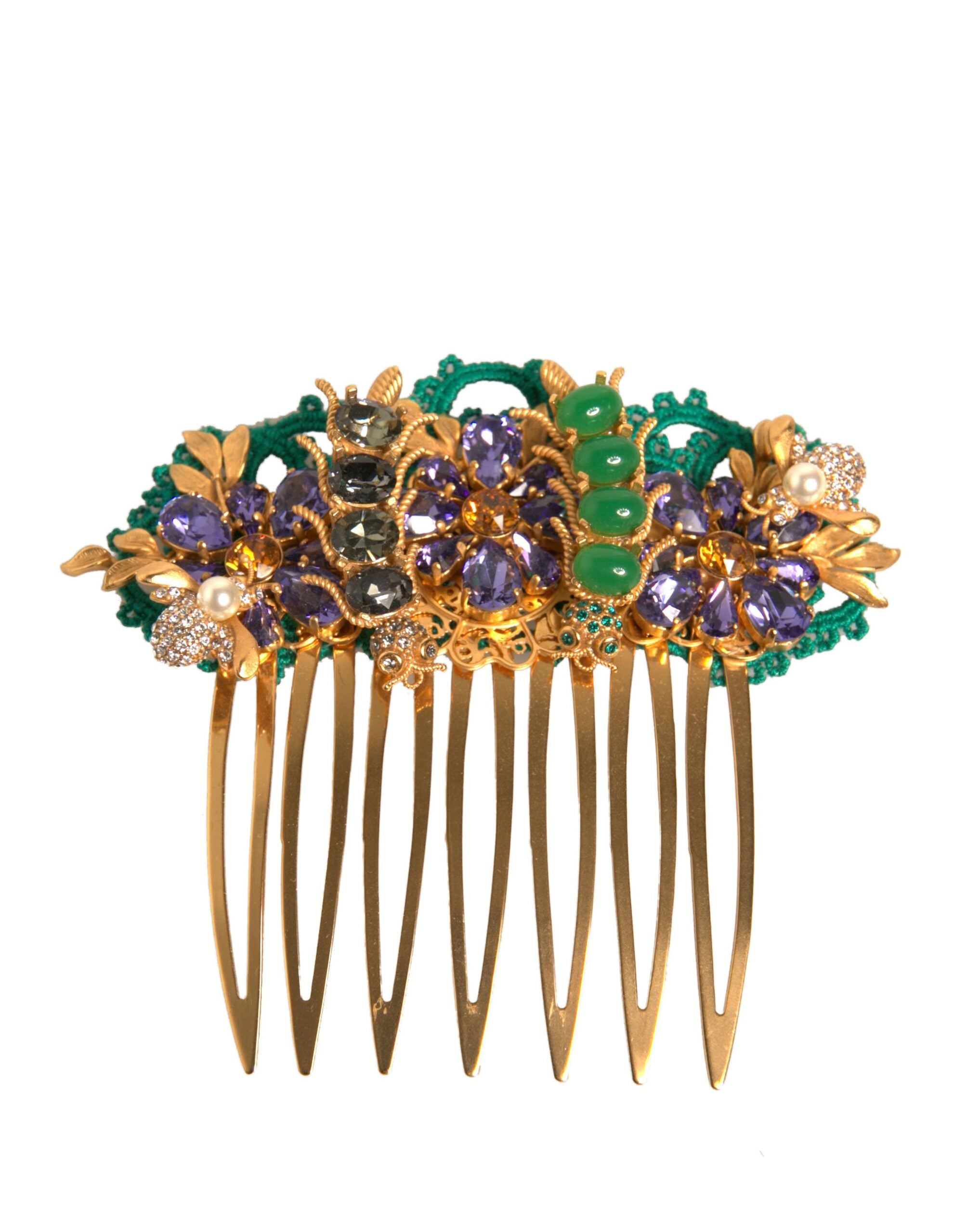 Dolce &amp; Gabbana – Haarkamm mit goldenen Messingkristallen
