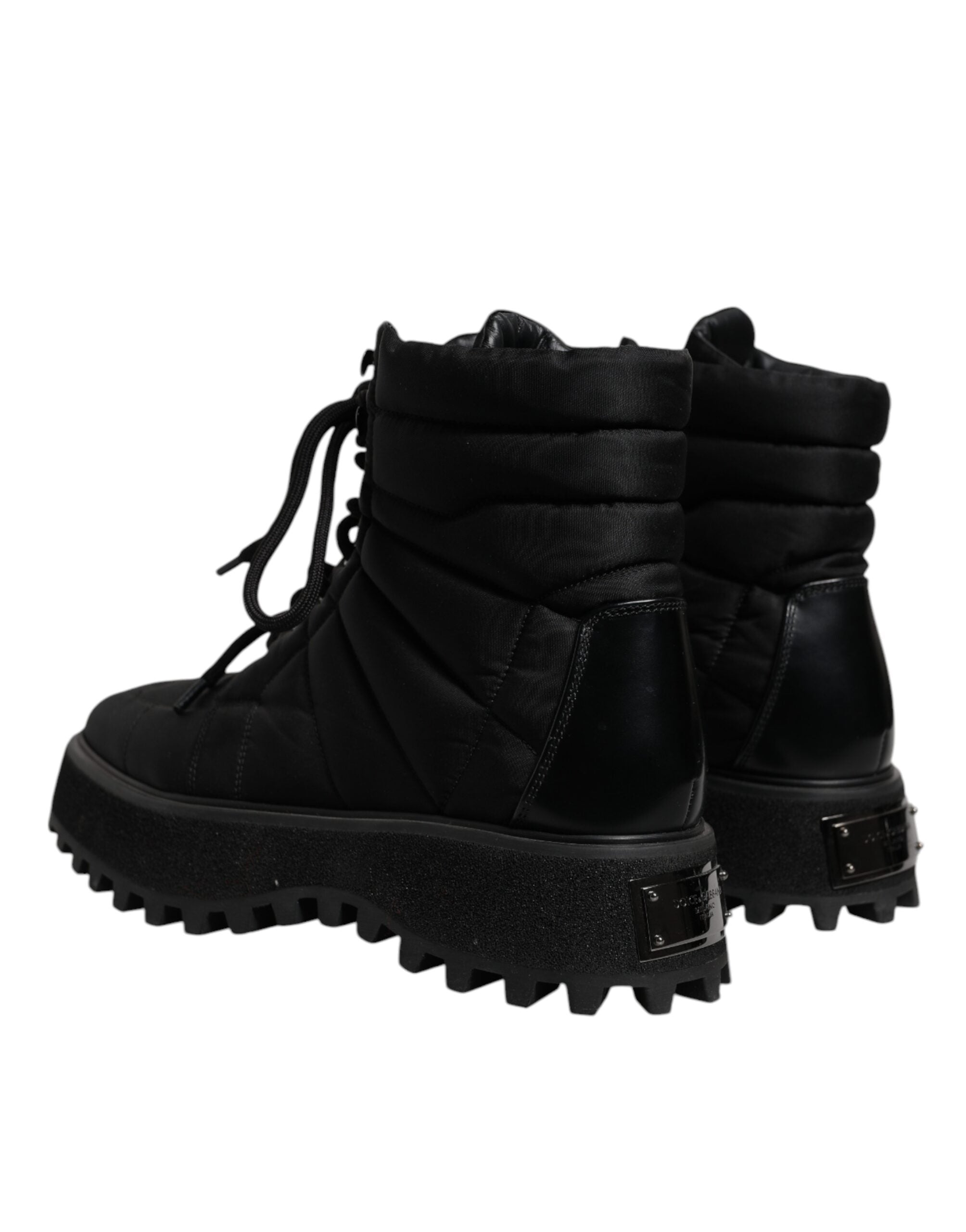 Dolce &amp; Gabbana – Schwarze, gepolsterte Schnürstiefel mit halbhohem Schaft