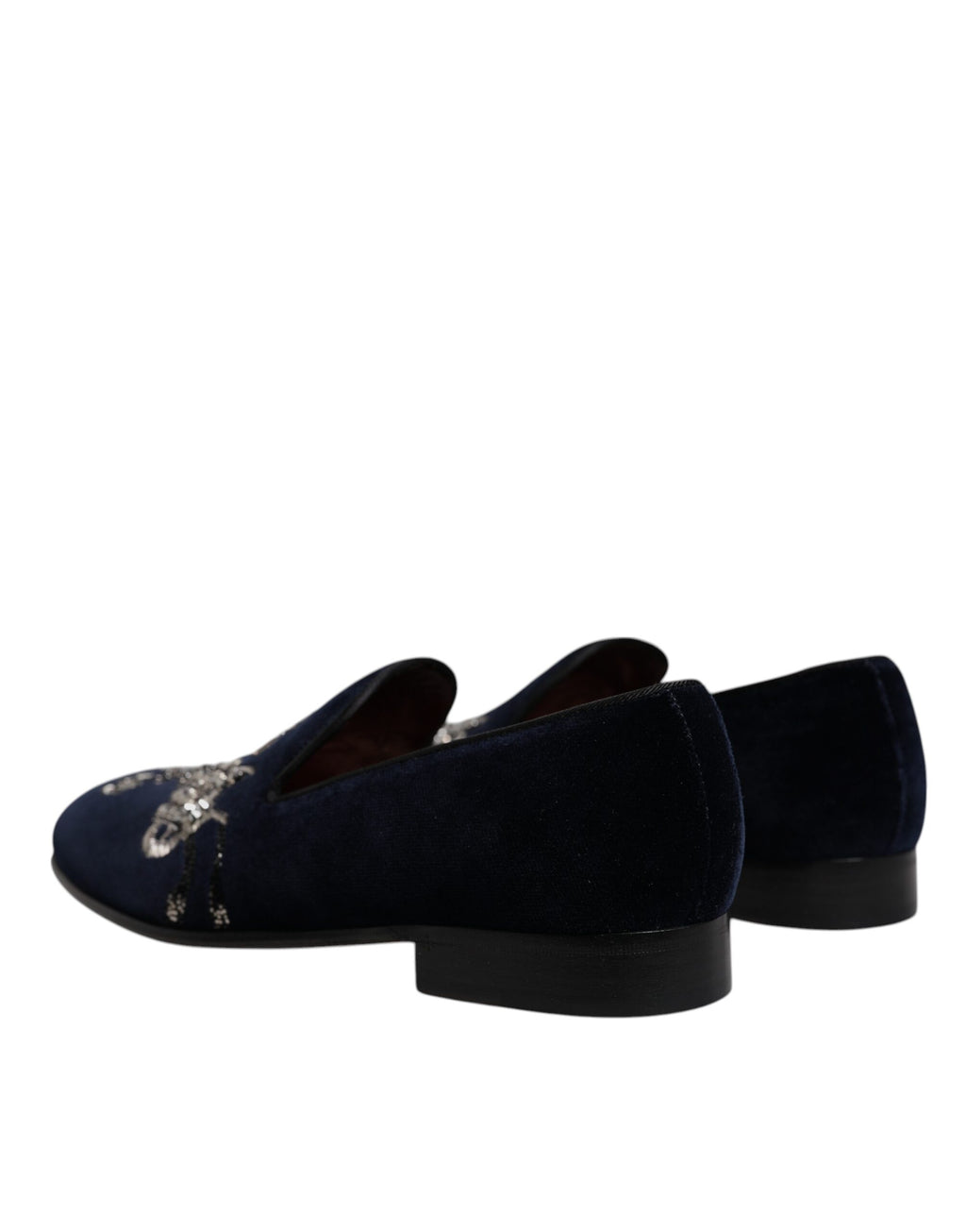 Mocassins à fleurs en velours noir Dolce &amp; Gabbana