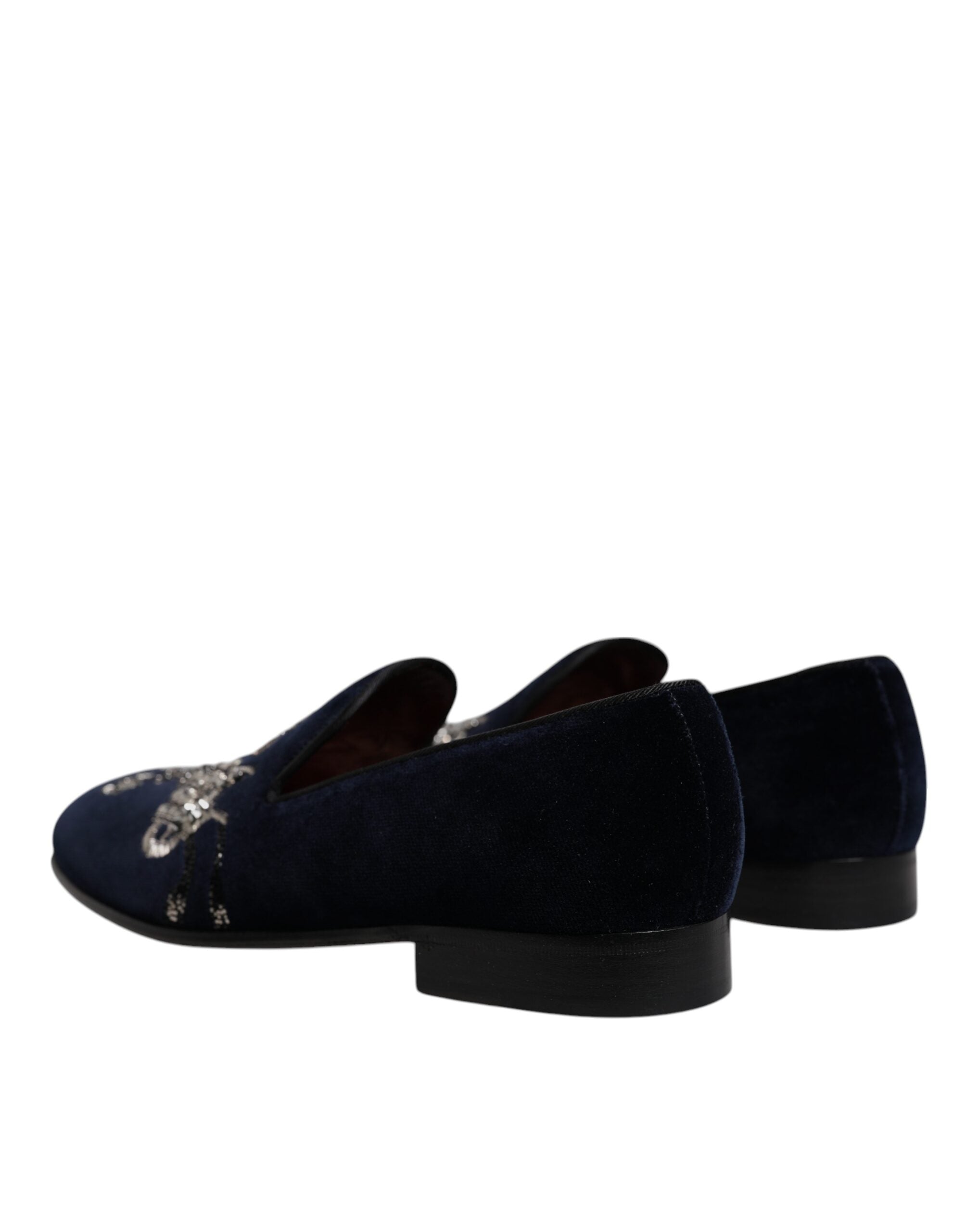 Mocassins à fleurs en velours noir Dolce &amp; Gabbana