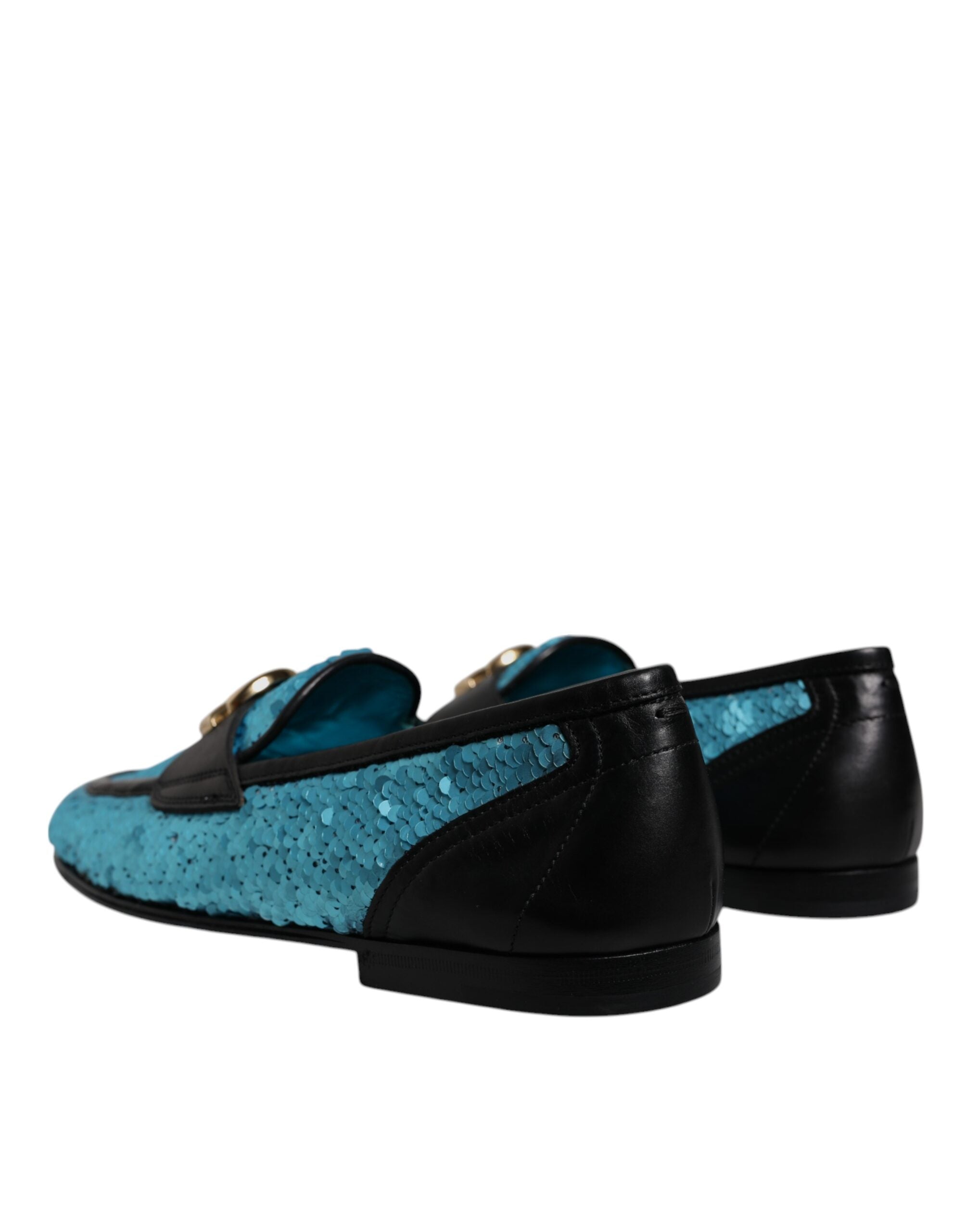 Mocassins à paillettes bleus Dolce &amp; Gabbana, chaussures habillées habillées
