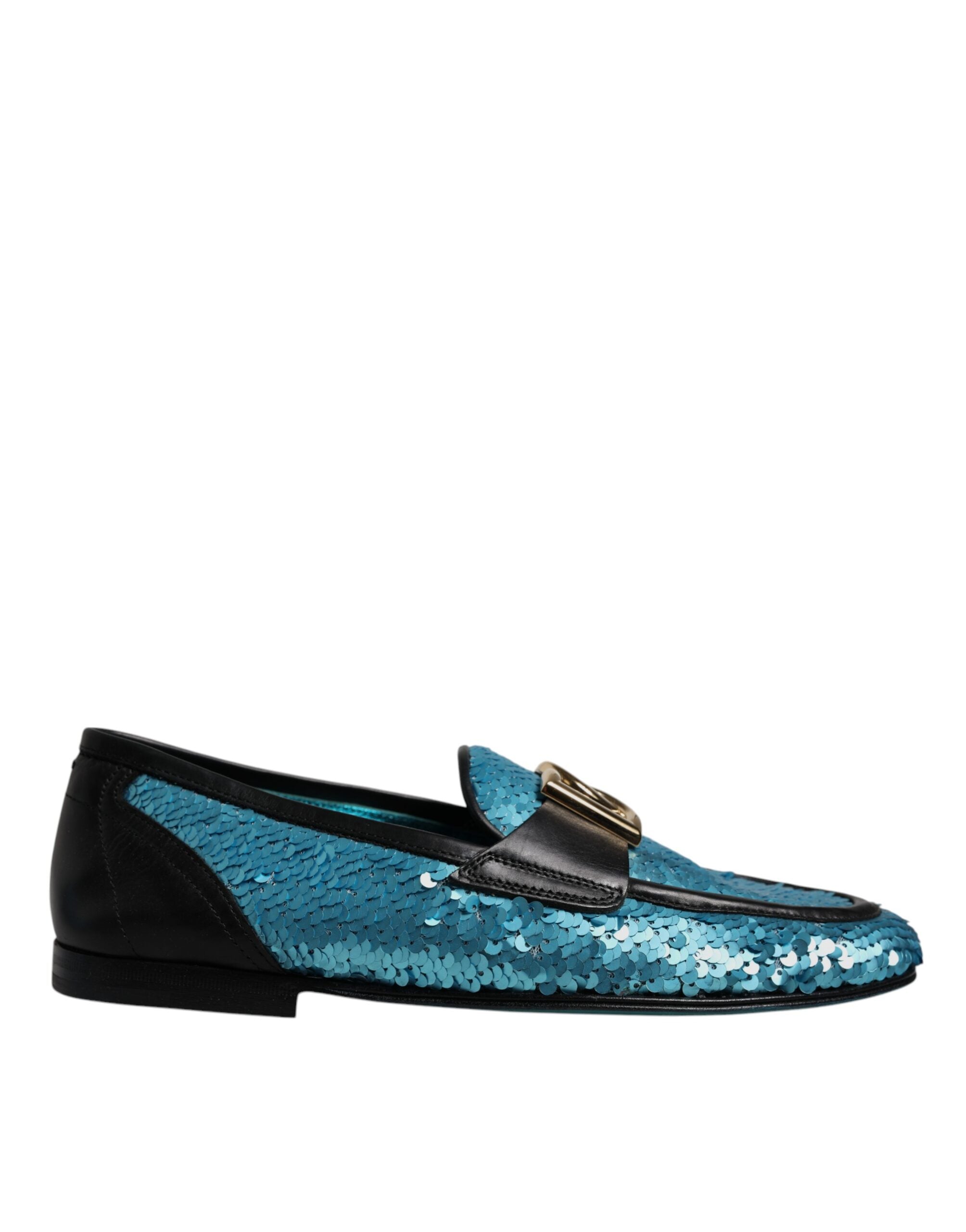 Mocassins à paillettes bleus Dolce &amp; Gabbana, chaussures habillées habillées
