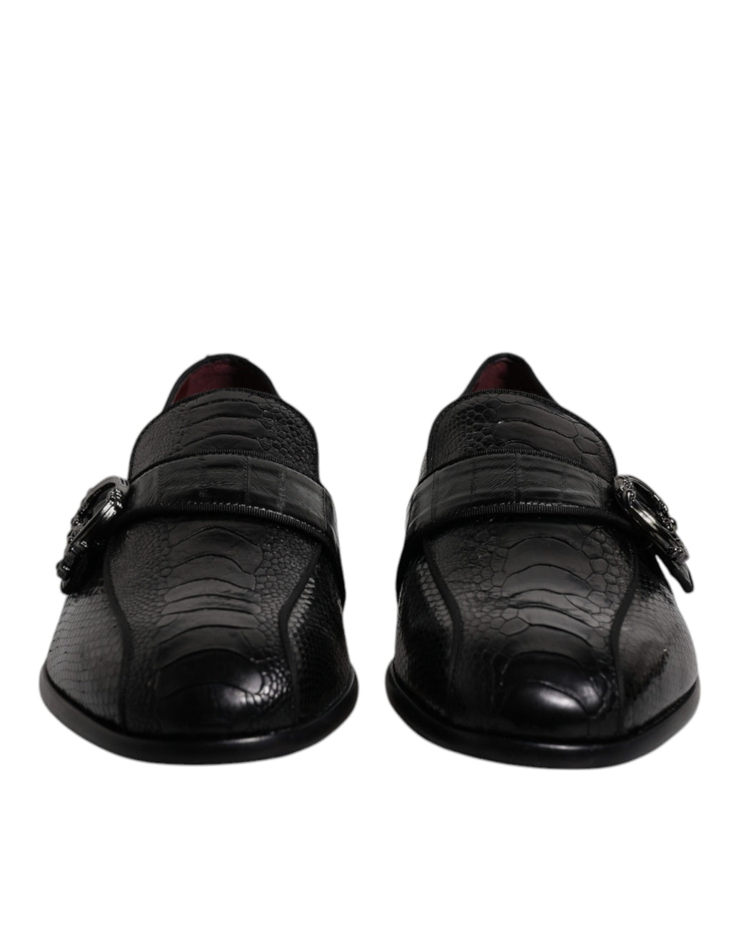 Mocassins Dolce &amp; Gabbana en cuir exotique noir avec logo DG