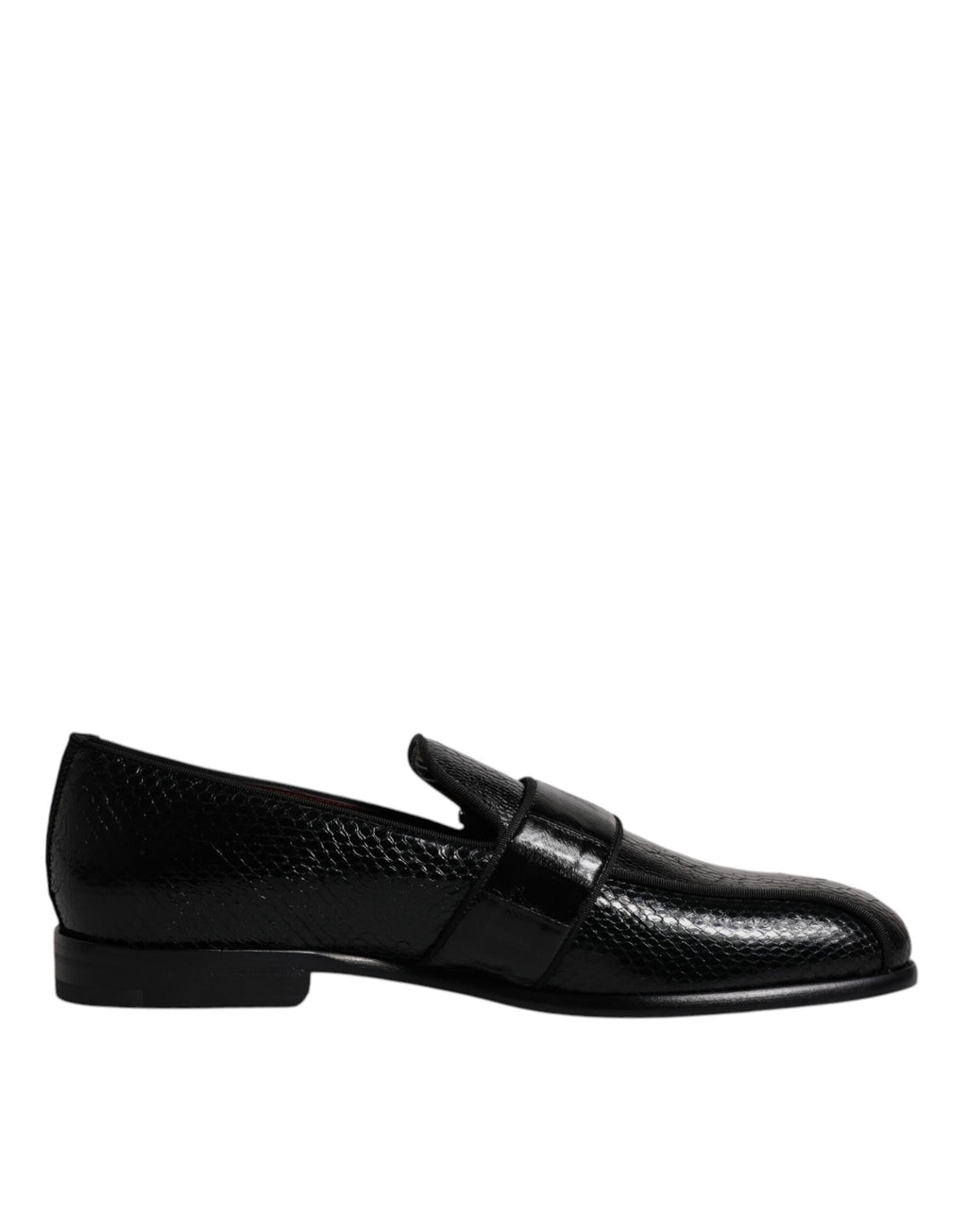 Mocassins Dolce &amp; Gabbana en cuir exotique noir avec logo DG