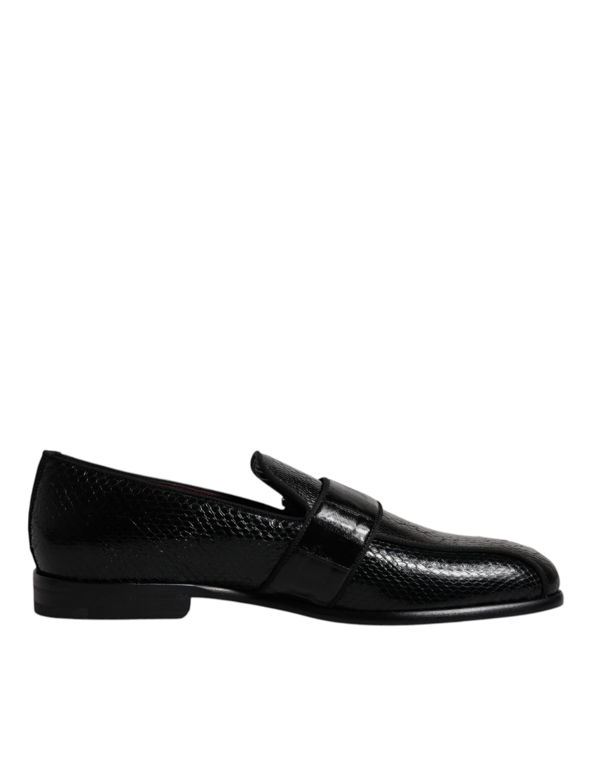 Mocassins Dolce &amp; Gabbana en cuir exotique noir avec logo DG