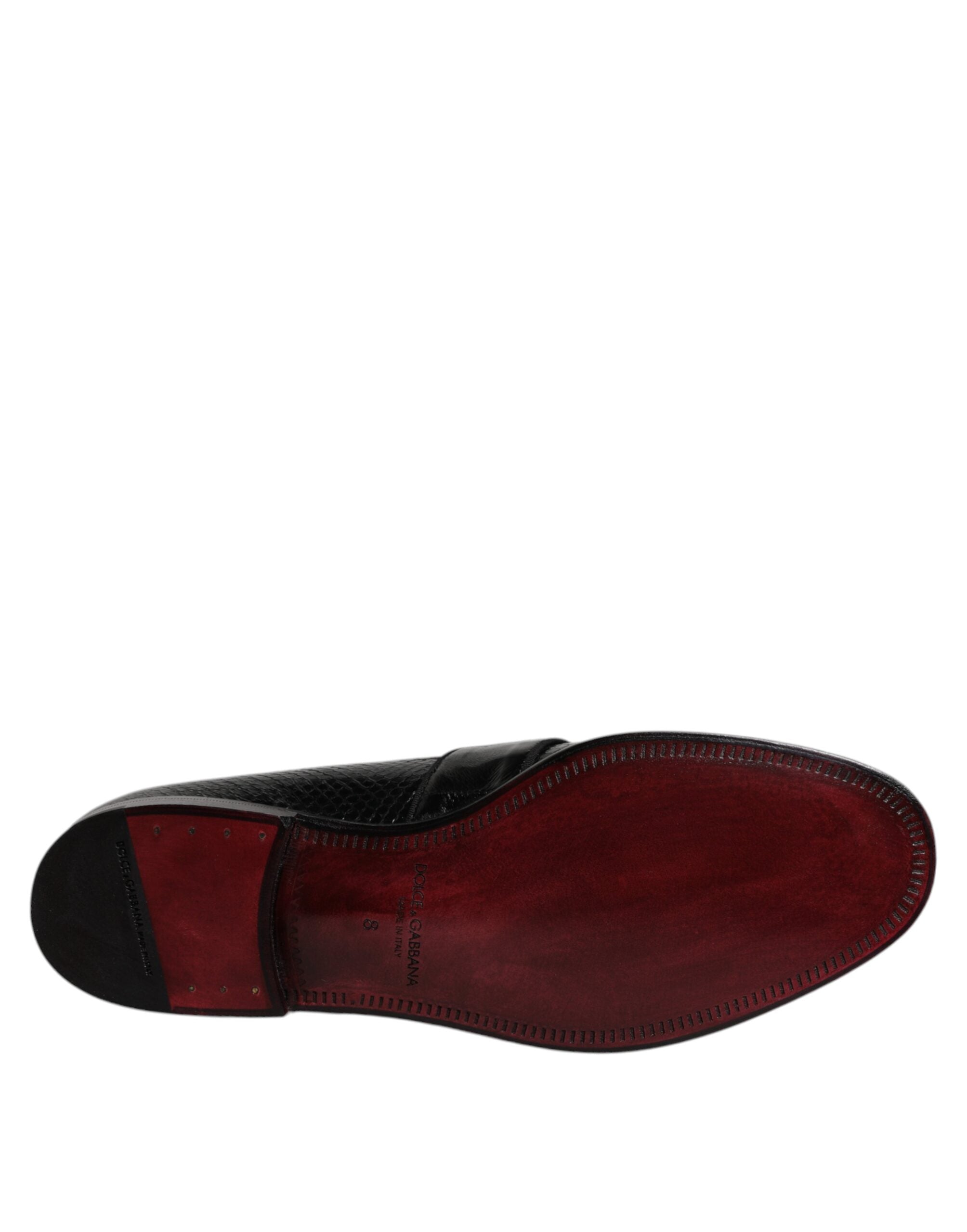 Mocassins Dolce &amp; Gabbana en cuir exotique noir avec logo DG