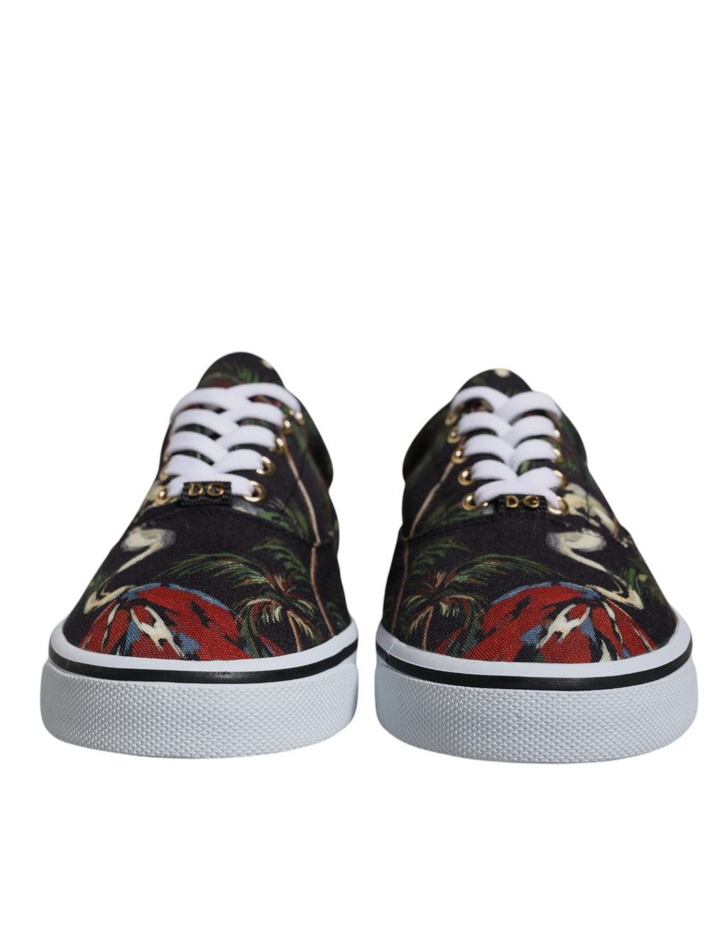 Baskets basses noires à imprimé tropical Dolce &amp; Gabbana