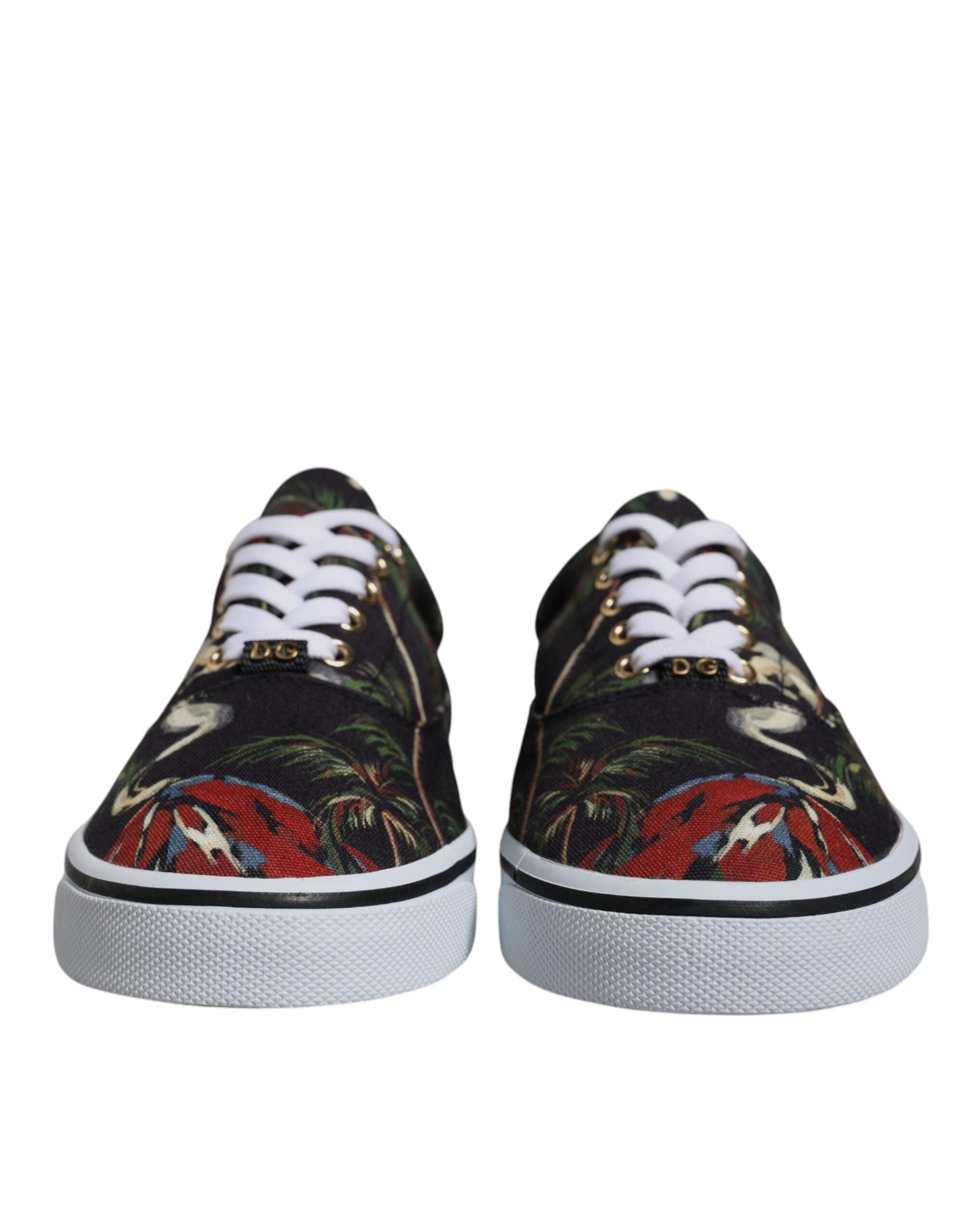 Baskets basses noires à imprimé tropical Dolce &amp; Gabbana