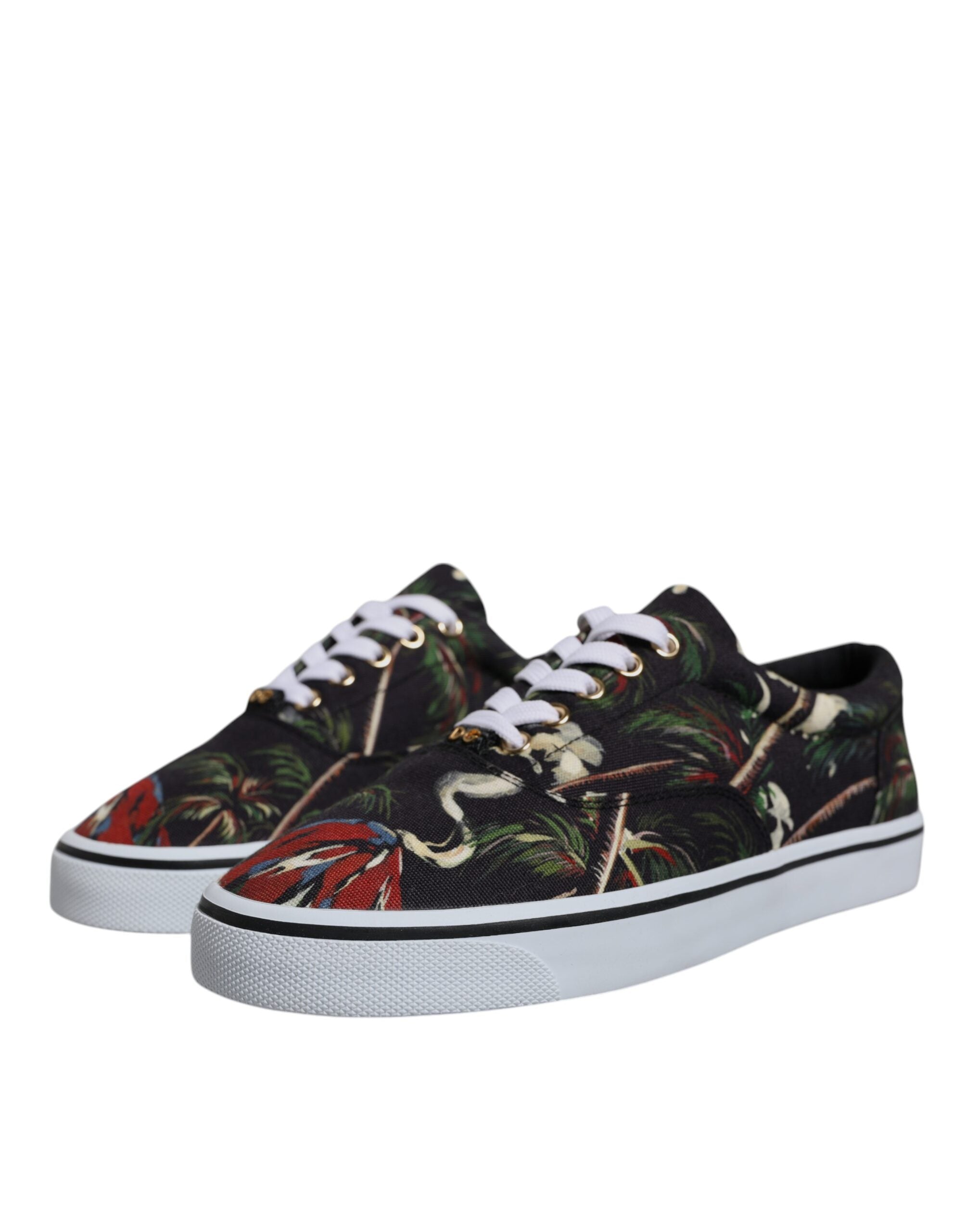 Baskets basses noires à imprimé tropical Dolce &amp; Gabbana