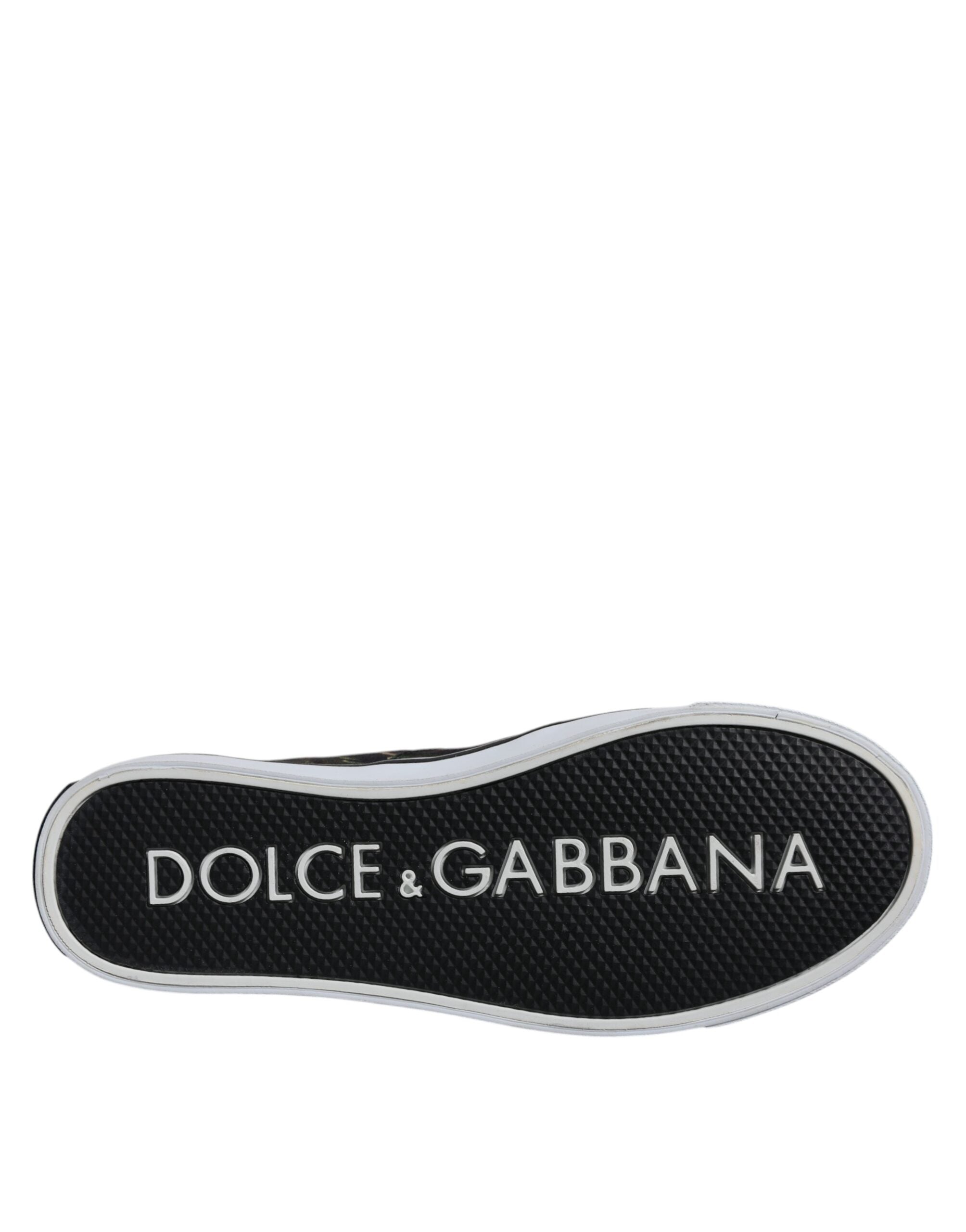 Baskets basses noires à imprimé tropical Dolce &amp; Gabbana