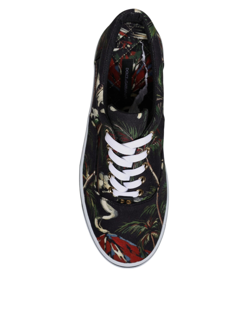 Baskets basses noires à imprimé tropical Dolce &amp; Gabbana