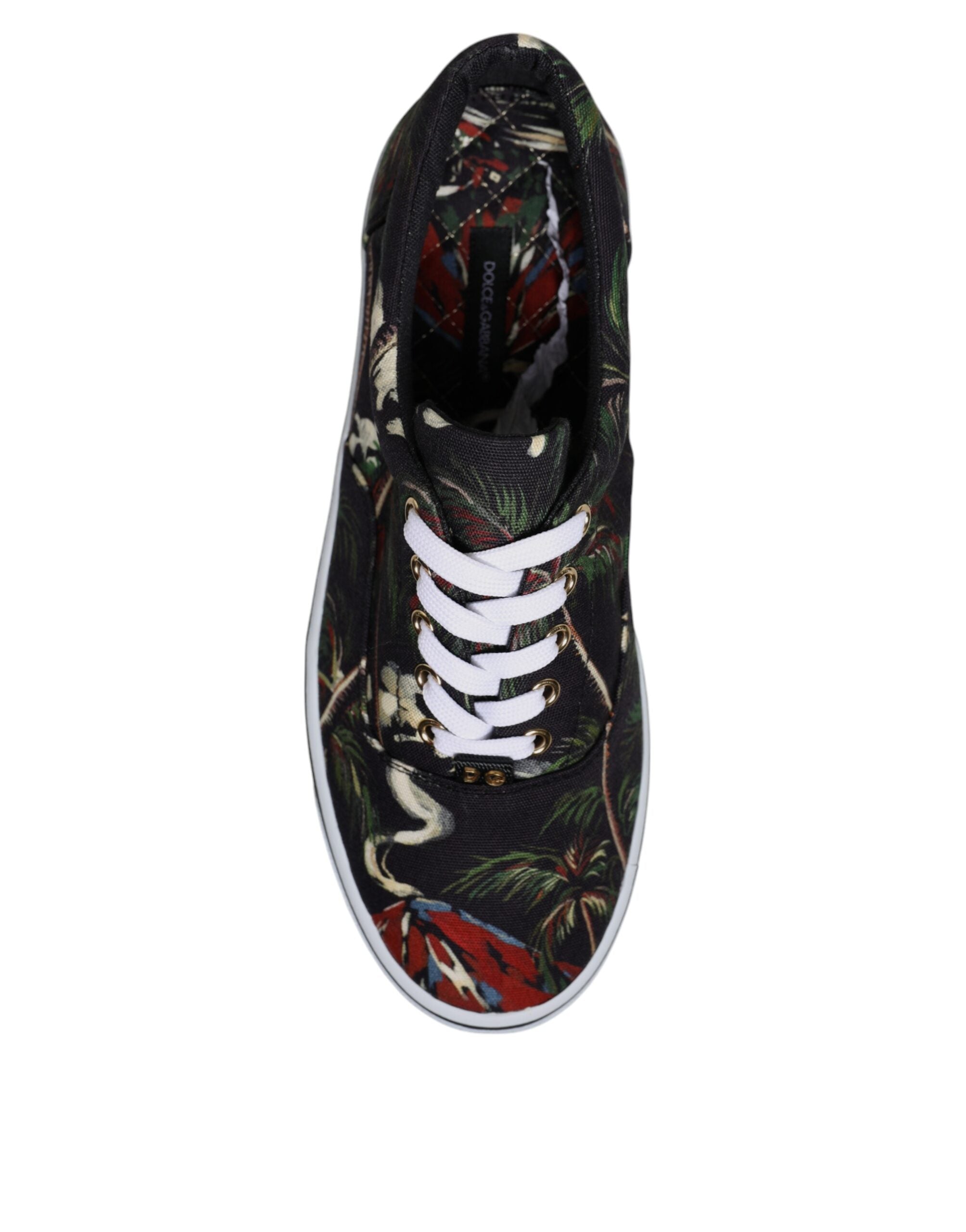 Baskets basses noires à imprimé tropical Dolce &amp; Gabbana