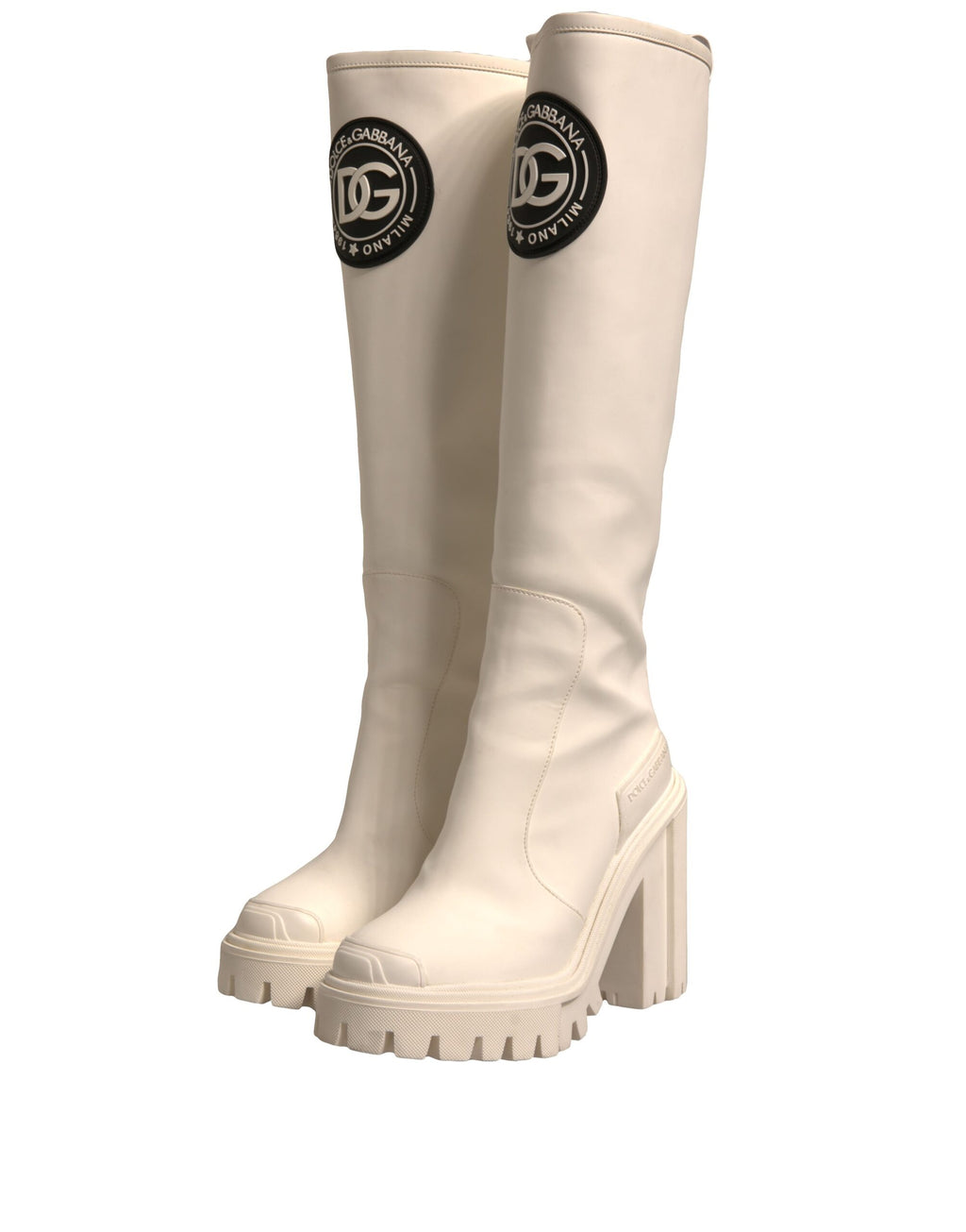 Dolce &amp; Gabbana Bottes de randonnée à plateau blanches avec logo DG