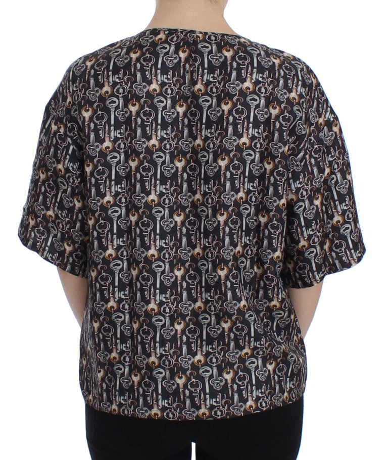 Dolce &amp; Gabbana Enchanted Sicily Seidenbluse mit Schlüssel-Print