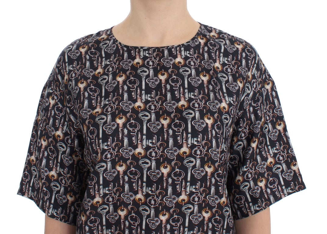 Dolce &amp; Gabbana Enchanted Sicily Seidenbluse mit Schlüssel-Print