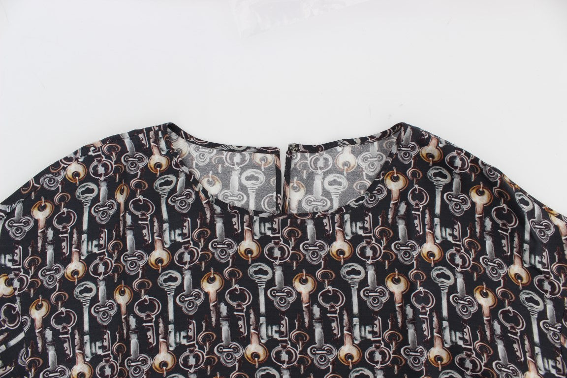 Dolce &amp; Gabbana Enchanted Sicily Seidenbluse mit Schlüssel-Print