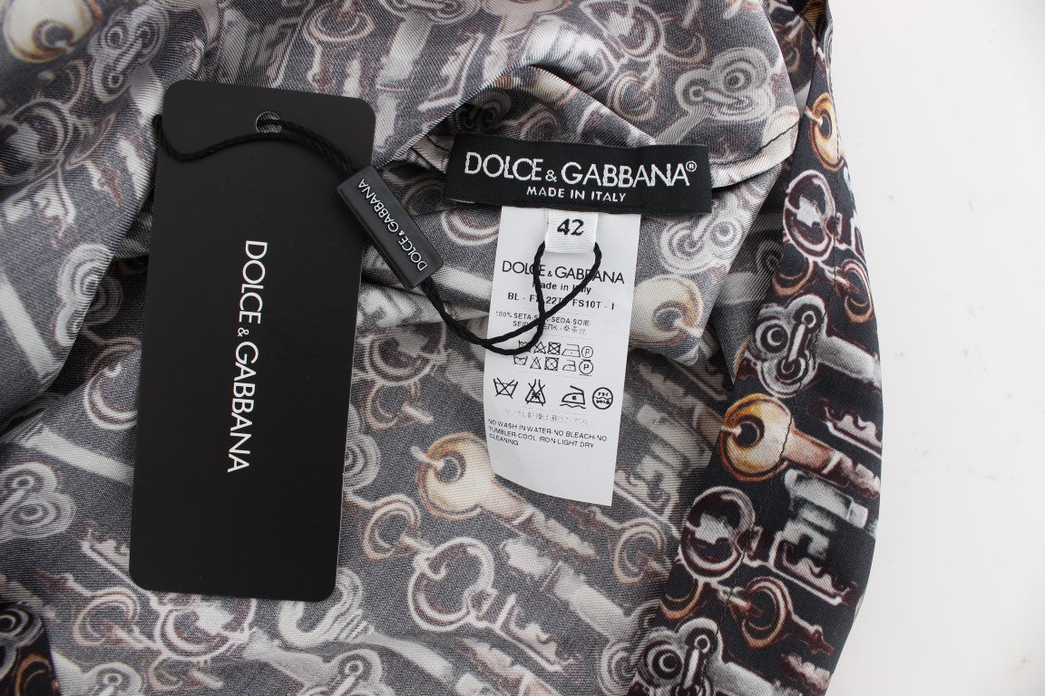 Dolce &amp; Gabbana Enchanted Sicily Seidenbluse mit Schlüssel-Print