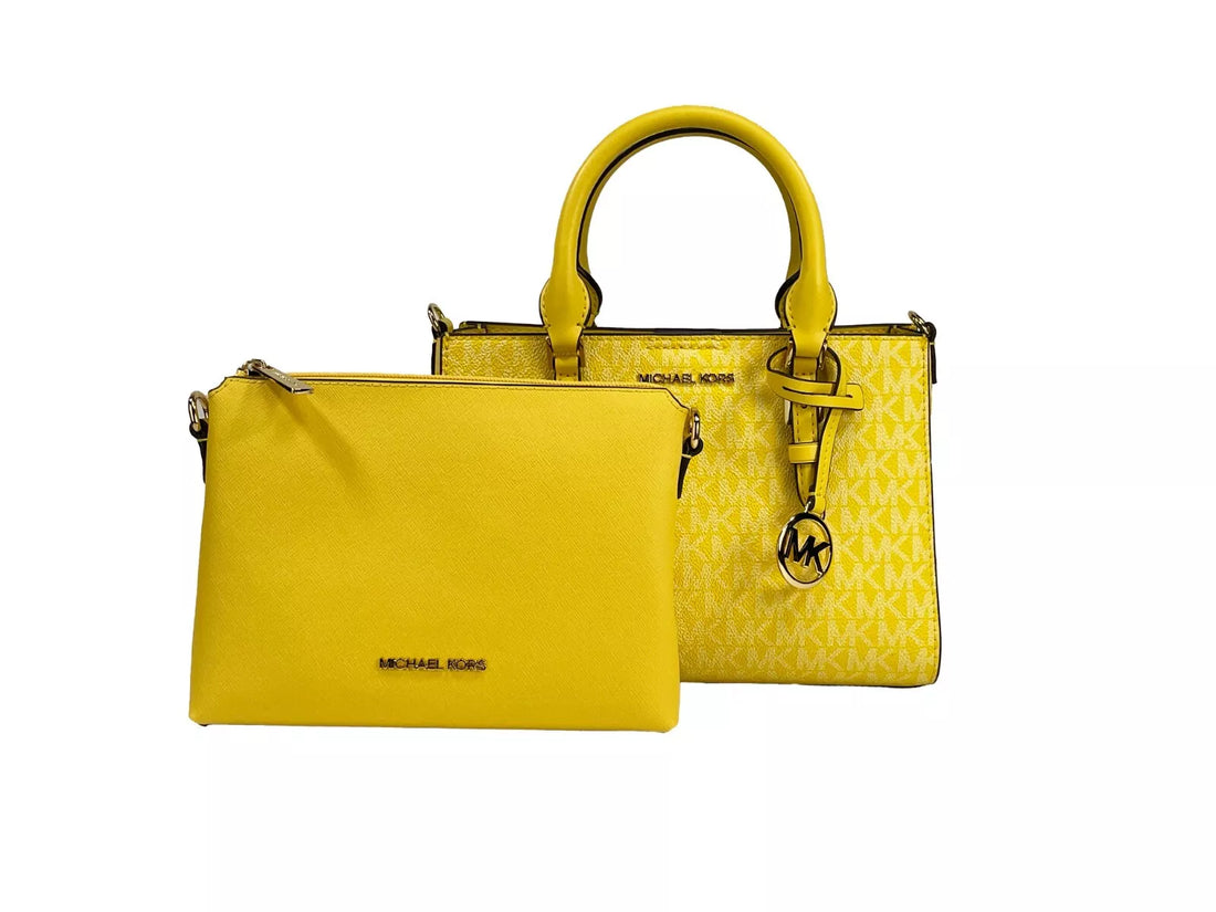 Michael Kors Charlotte 3 in 1 Satchel Bag Crossbody Goldgelb
