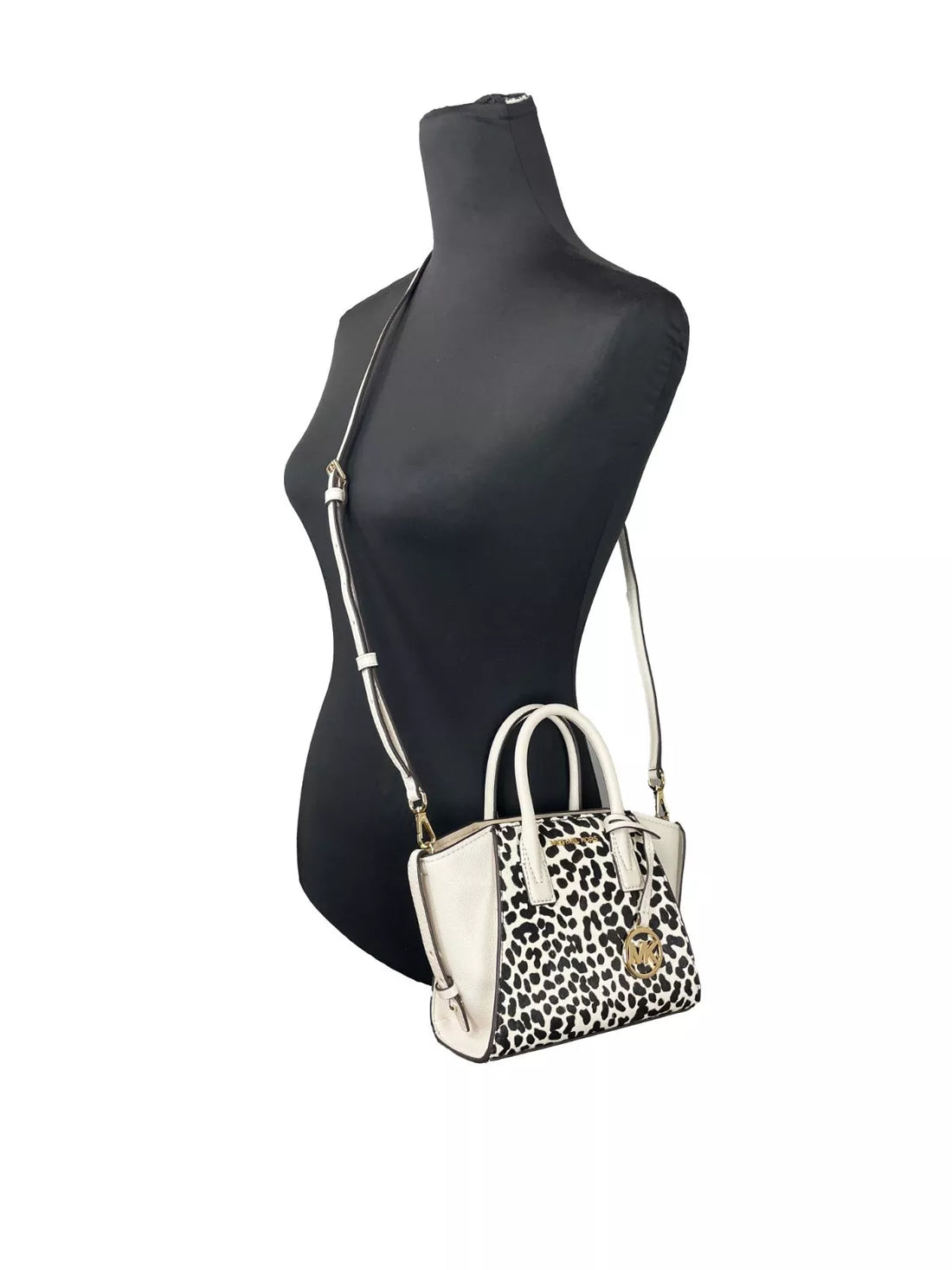 Michael Kors Avril XS Umhängetasche mit Gepardenmuster, Creme